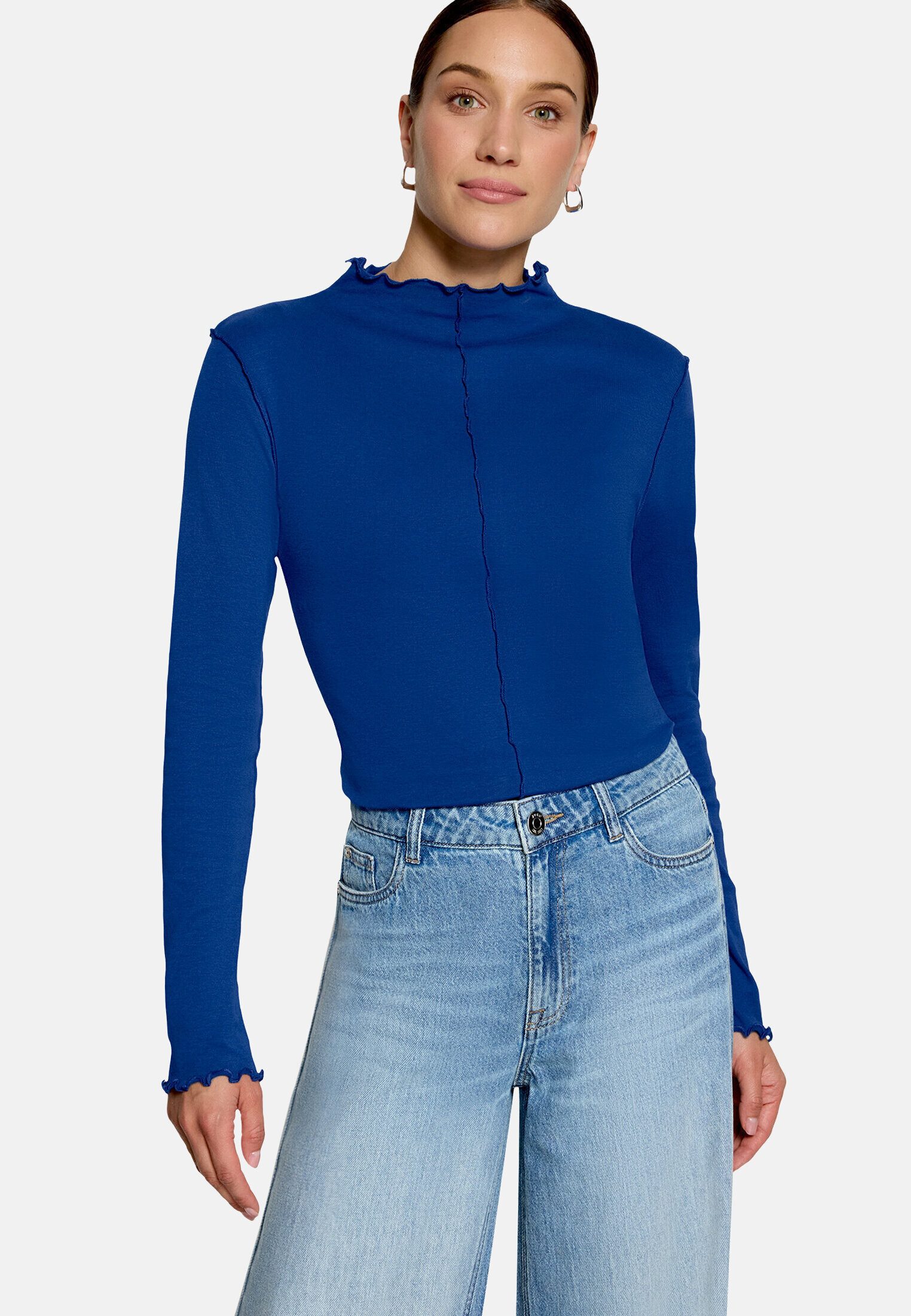 Zero Kurzarmshirt Damen unifarben (1-tlg) mit Wellenkante – Bild 2 von 5