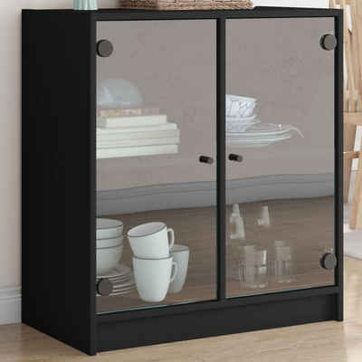 vidaXL Sideboard Beistellschrank mit Glastüren Schwarz 68x37x75,5 cm (1 St)