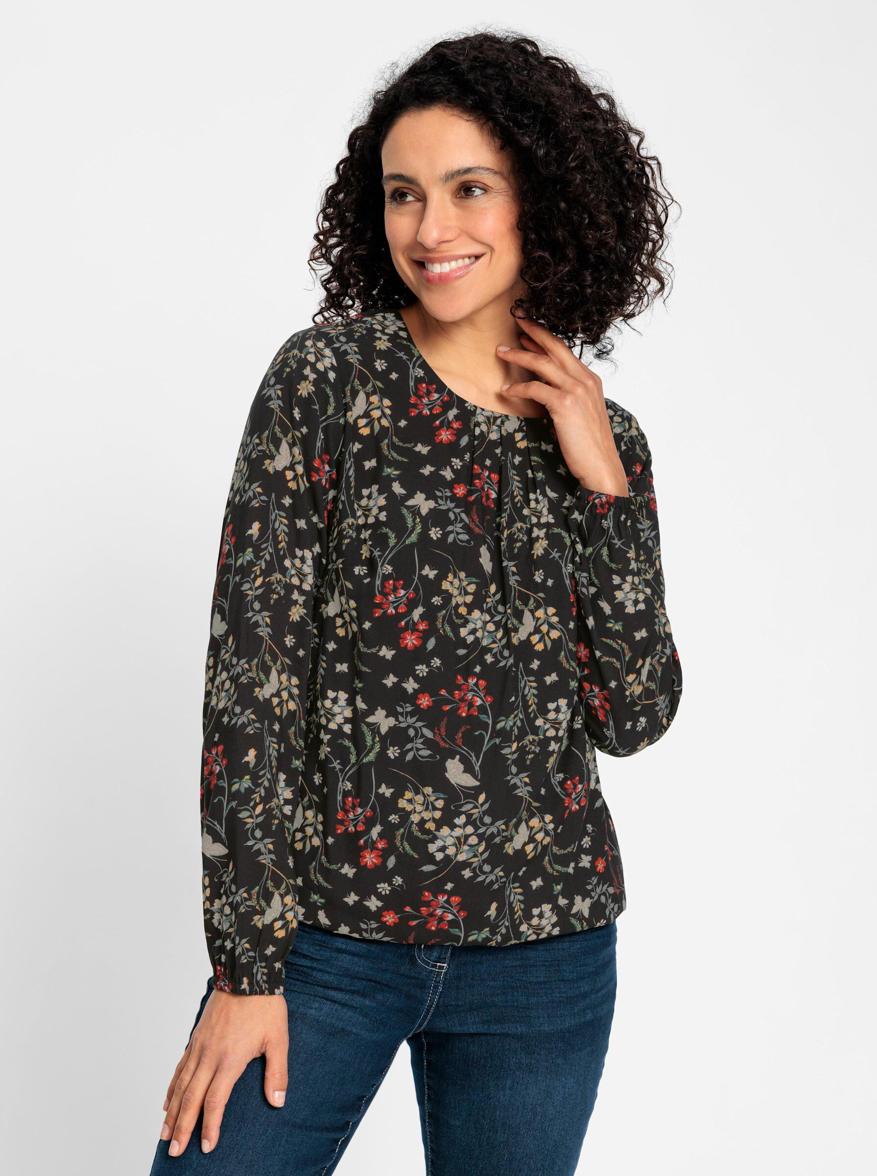 Klassische Bluse Druckbluse Langarm