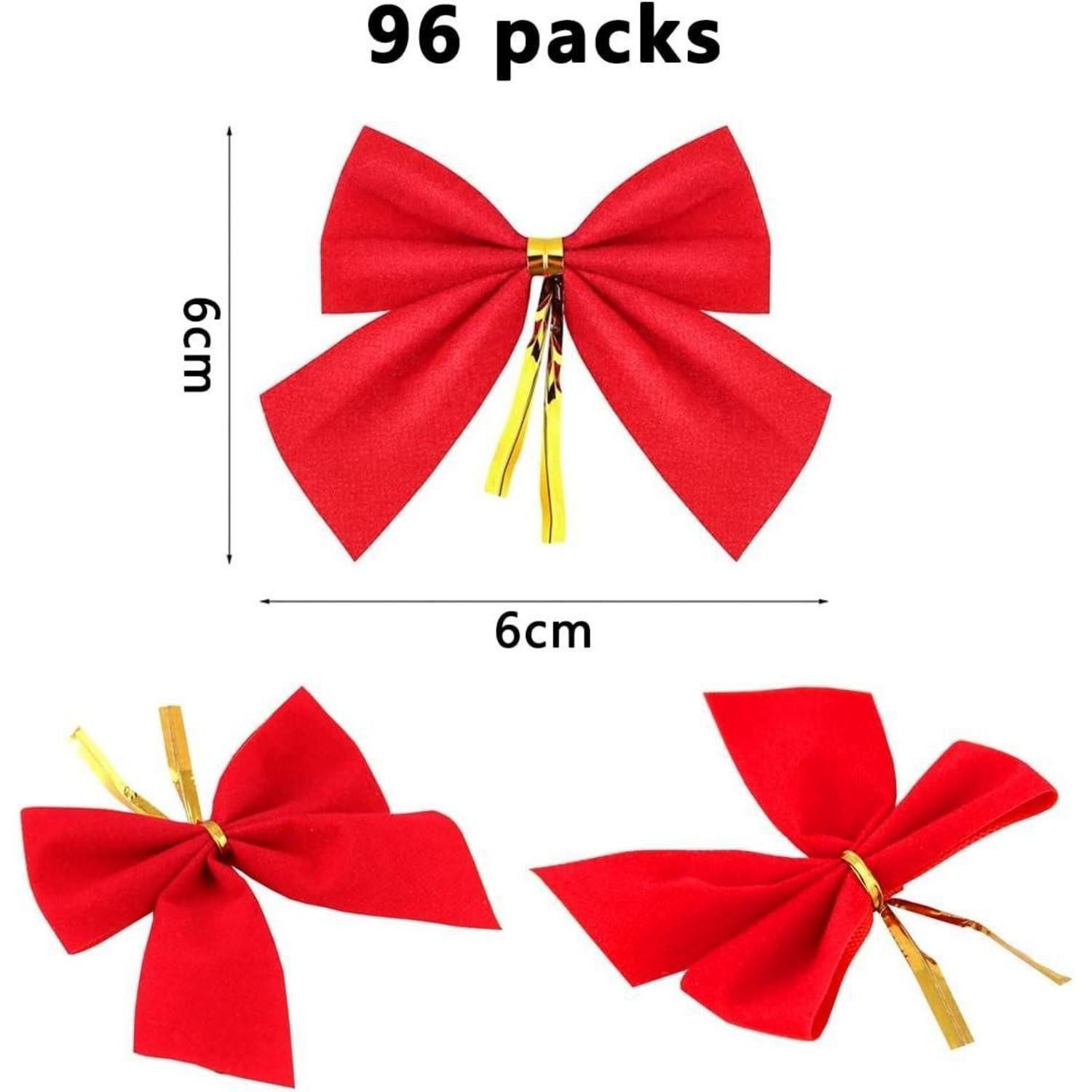LuxusKollektion Geschenkband 96 Stück Rote Weihnachtsschleifen 6cm, Geschenkschleifen Hochwertig