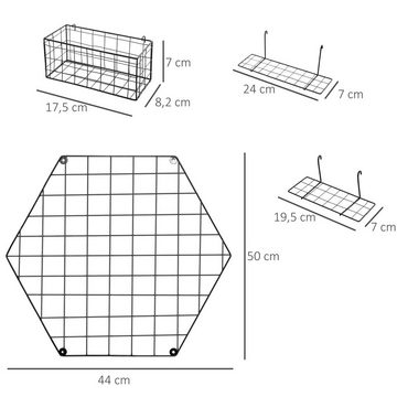 HOMCOM Wandregal Memotafel, Wandgitter 7-tlg., Fotowand, DIY Dekoration, Bilderregal, Memotafel, Schwarz