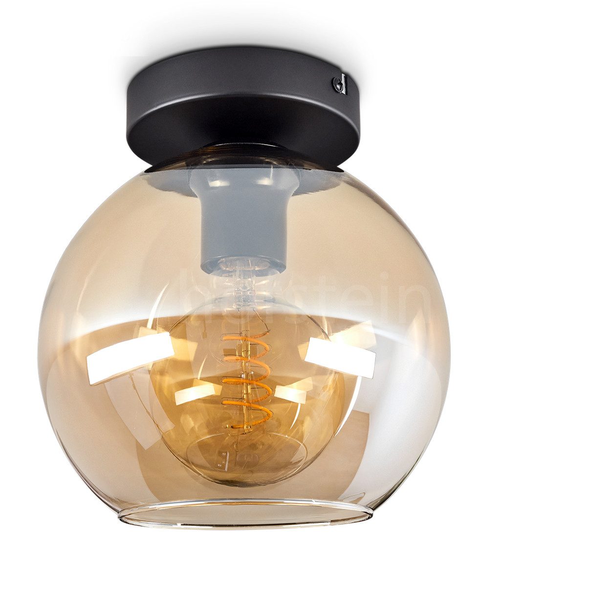 hofstein Deckenleuchte »Cesaro« Deckenlampe aus Metall/Glas in Schwarz/Bern günstig online kaufen