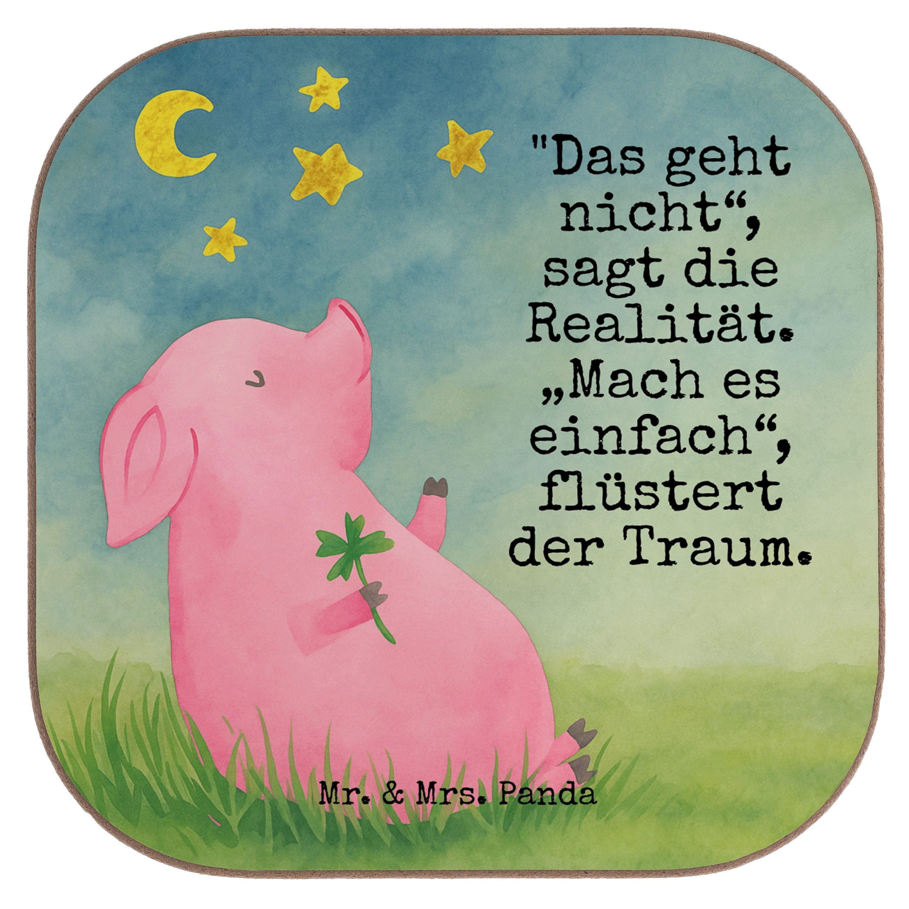 Mr. & Mrs. Panda Getränkeuntersetzer Schwein Glück Design, Tischuntersetzer, Weiß, weinuntersetzer, Sterne, Packung, Baruntersetzer Tassen Untersetzer Schwein