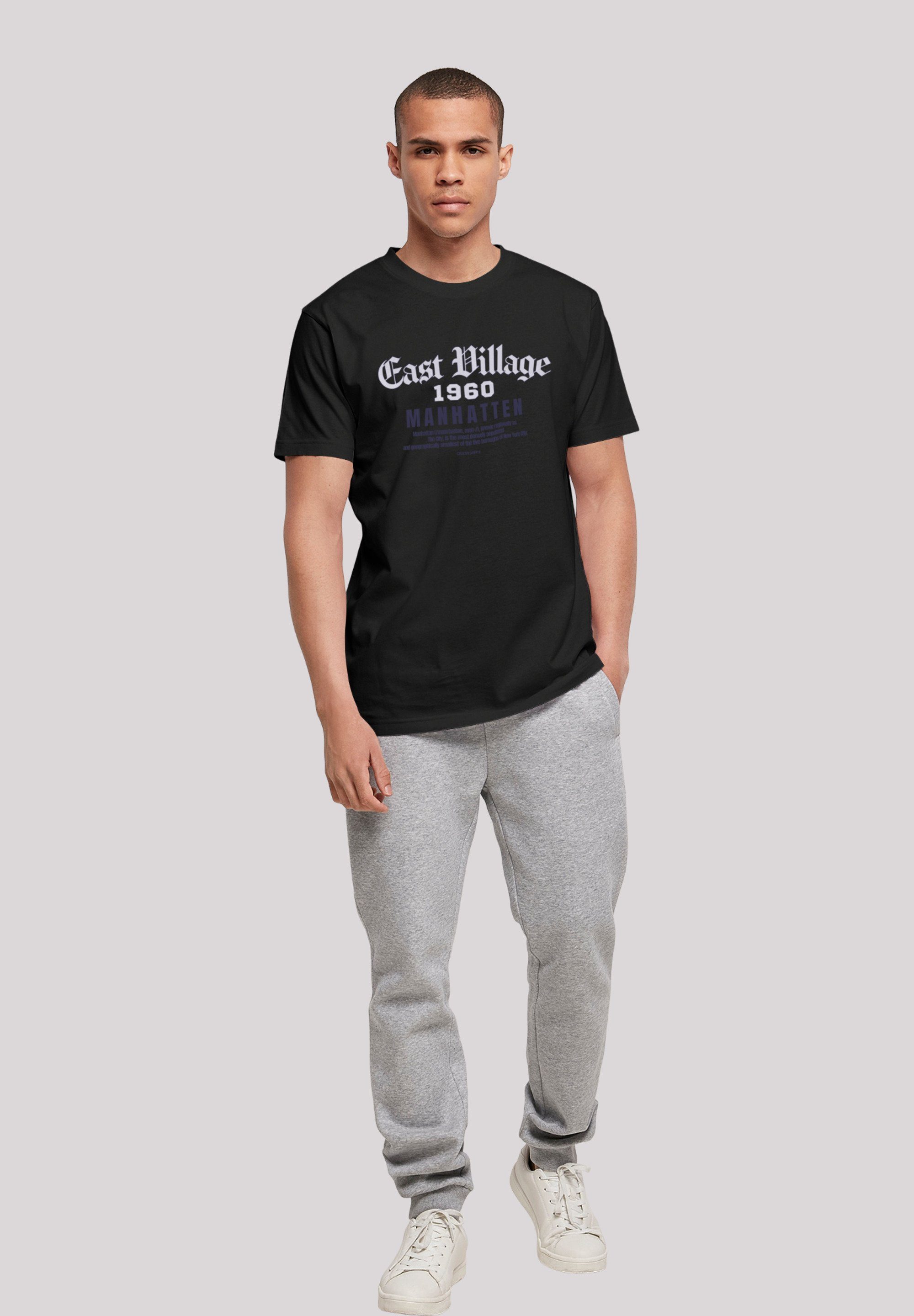 schwarz Village Print T-Shirt TEE F4NT4STIC East Manhatten UNISEX
