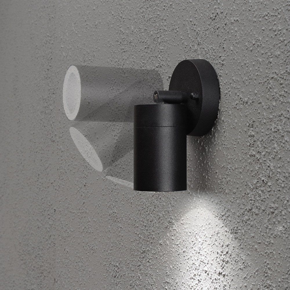 KONSTSMIDE Deckenleuchte Schwenkbarer Wandspot Modena aus Aluminium in schwarz und Glas in, keine Angabe, Leuchtmittel enthalten: Nein, warmweiss, Aussenlampe, Aussenwandleuchte, Outdoor-Leuchte