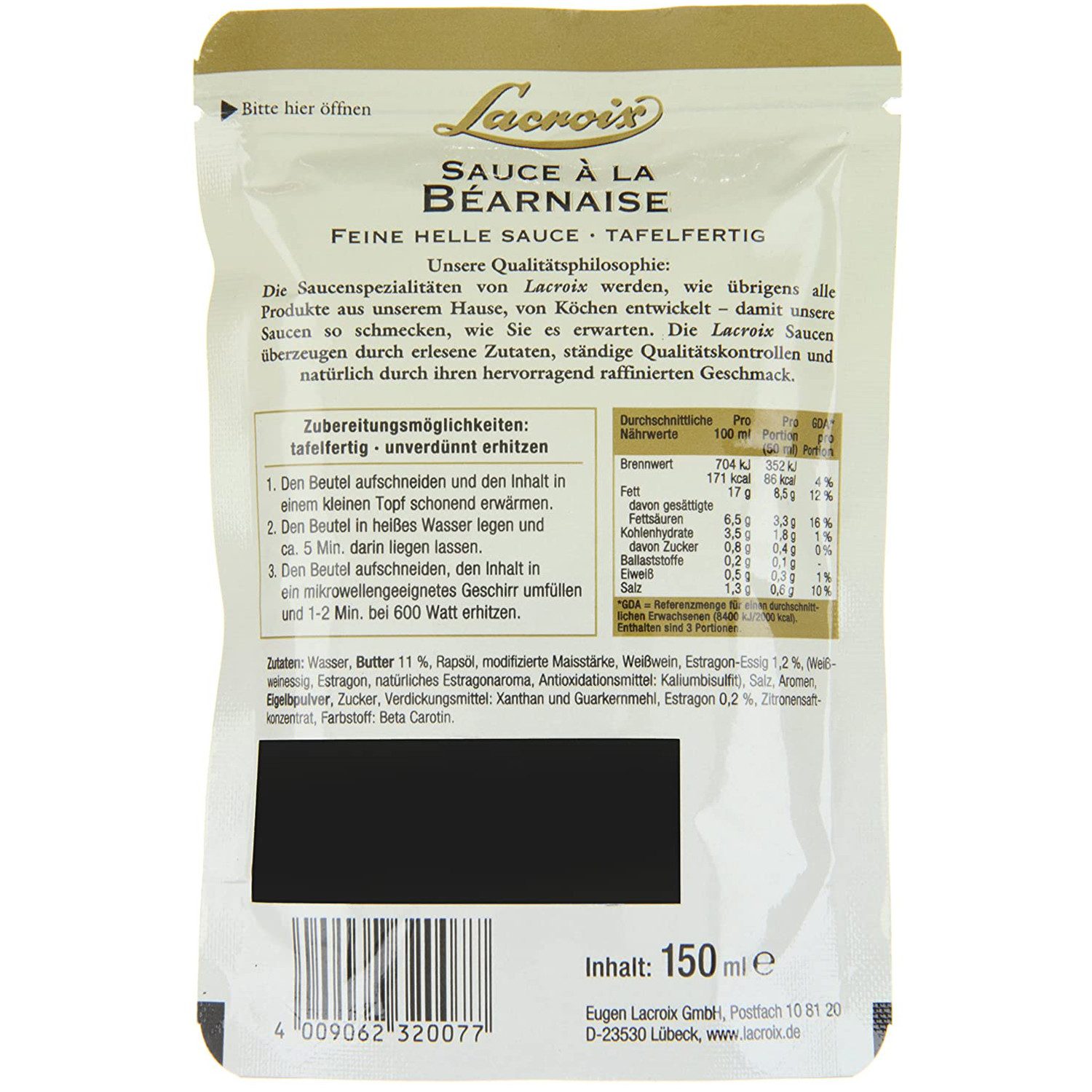 Lacroix Saucen, Lacroix Sauce Bernaise feine Sauce zu Fleisch und Fisch 150ml