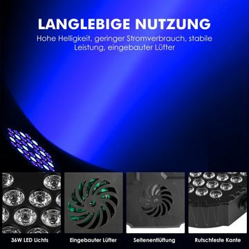 oyajia LED Discolicht 36W 36 LEDs RGB Bühnenlicht DMX PAR Can Licht Club Disco Party DJ Show, LED fest integriert, RGB, Selbstfahrend, Automatisches Stroboskop, Discolicht Scheinwerfer für DJ