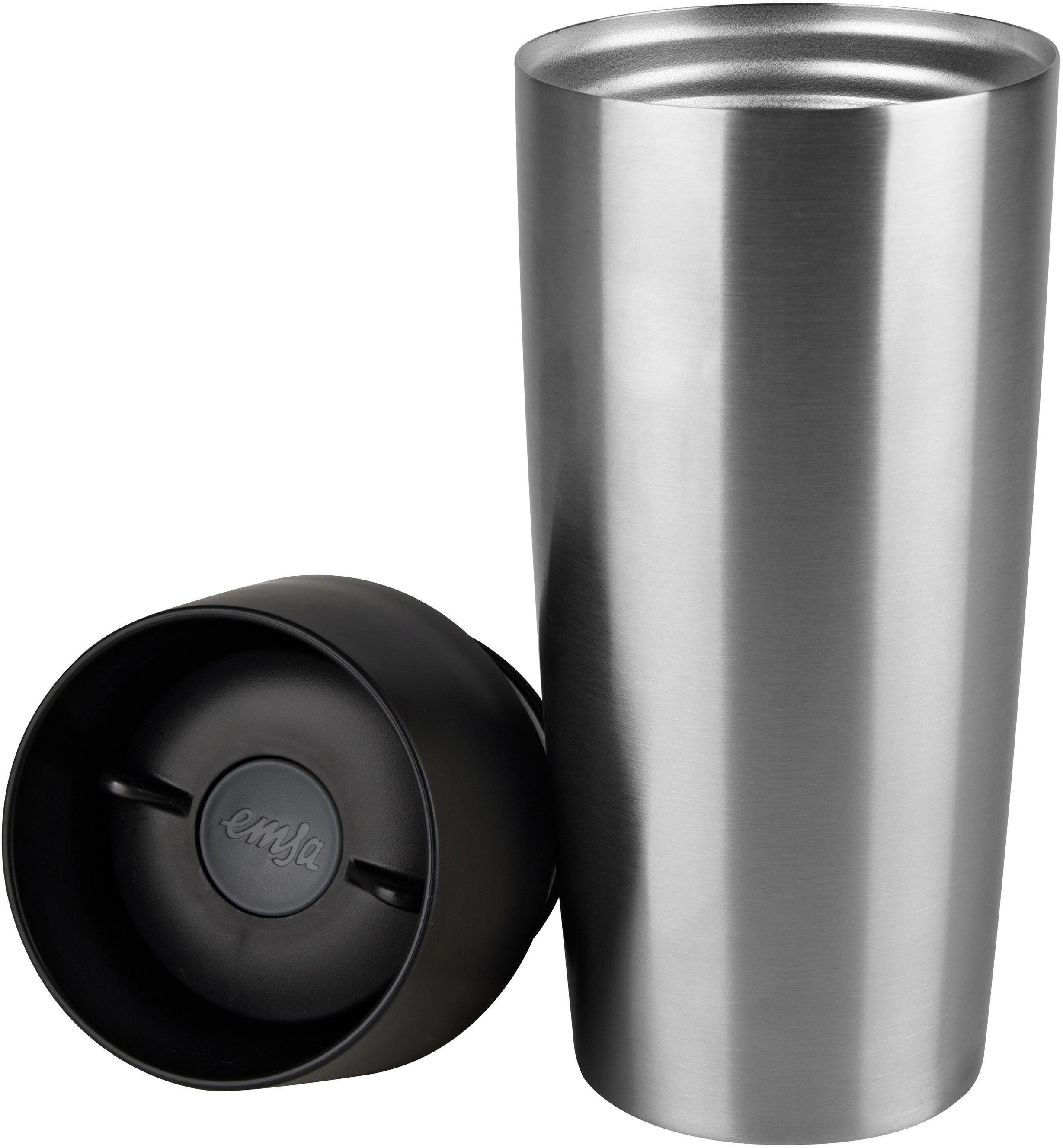 Emsa Thermobecher Travel Mug Grande, Edelstahl, 0,36L, 100% dicht, 360°Trinköffnung, spülmaschinenfest,4h warm/8h kalt