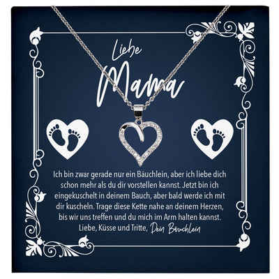 22Feels Schmuckset Schwangerschaft Geschenk Werdende Mama Schmuck Babyparty Halskette, Echt-Silber 925/000, Karte Made In Germany