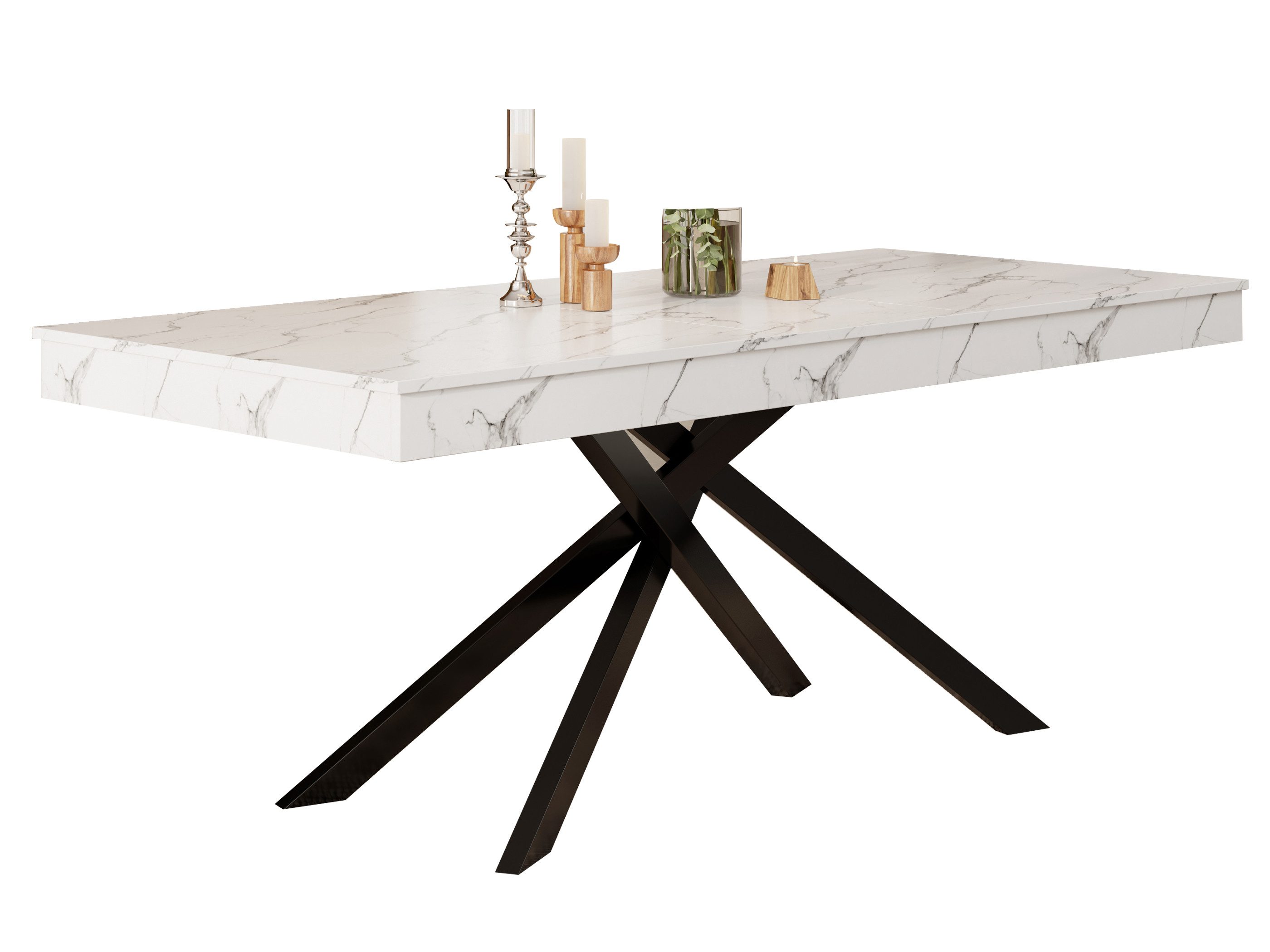 SeedWave Esstisch Ausziehbarer Küchentisch 140-180cm lang mit Stauraum, Metallfüßen, Ausziehtisch für 6-8 Personen, eine Ersatzplatte zur Erweiterung