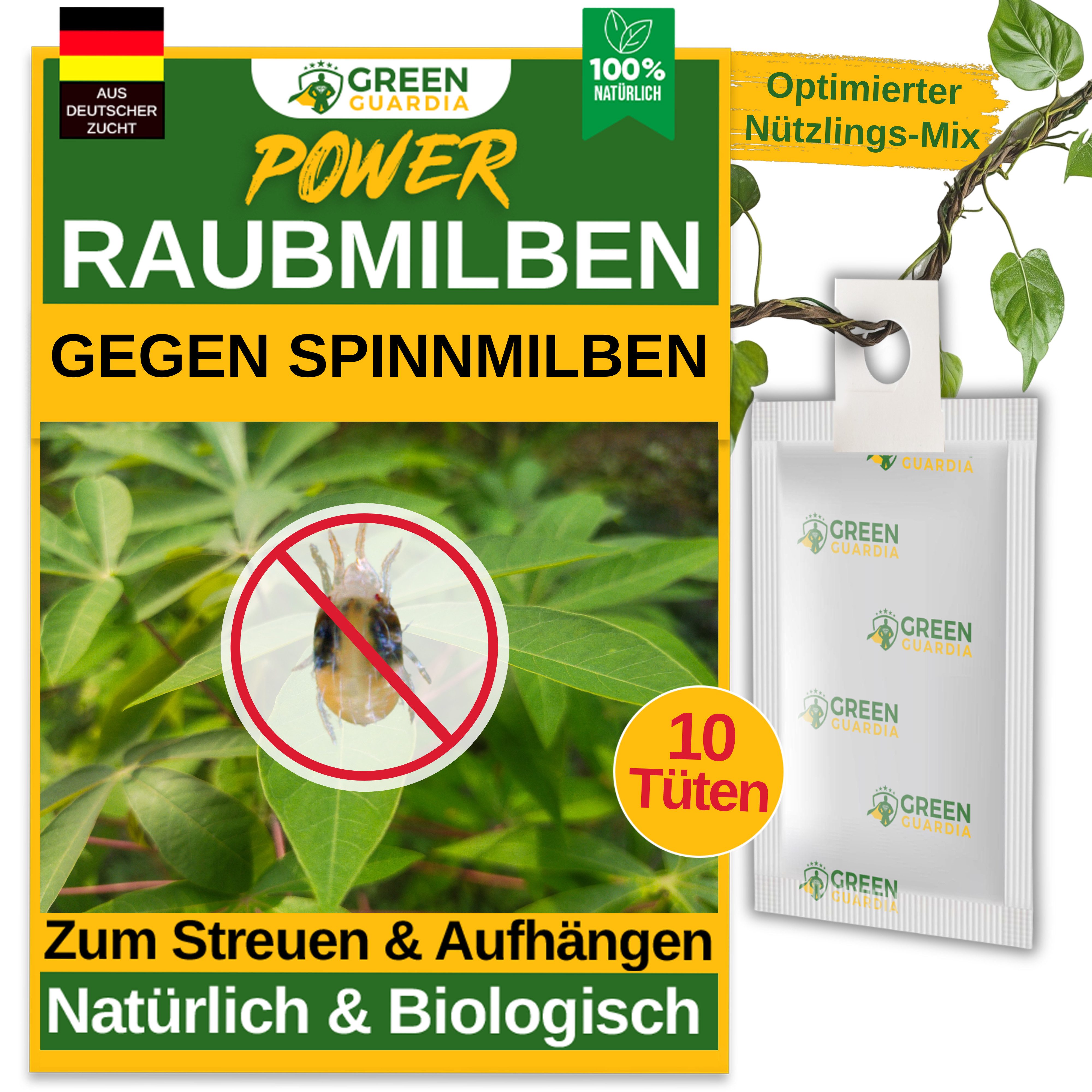 Insektenvernichter Raubmilben gegen Spinnmilben - 1 - 50 Tüten zum Aufhängen oder Streuen