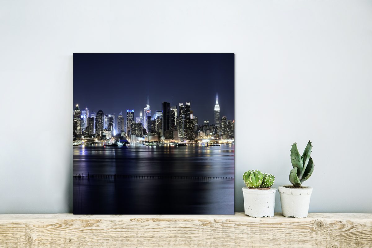 MuchoWow Metallbild Skyline, Gemälde Aluminium York (1 aus Alu-Dibond-Druck, St), Licht deko - - New Metall