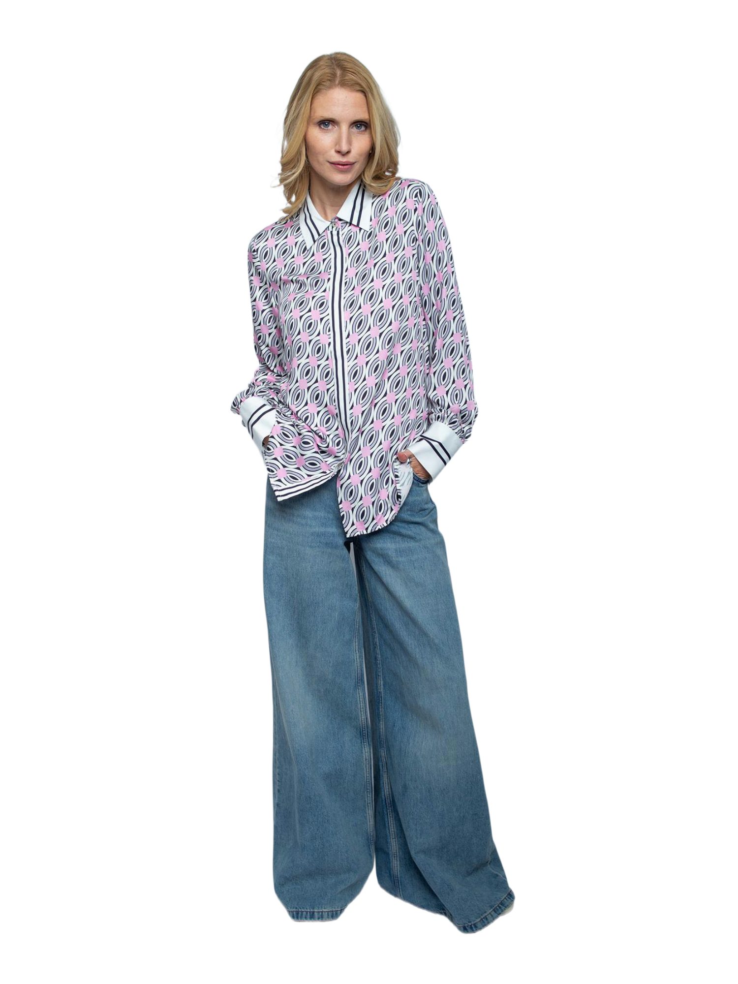 Emily Van Den Bergh Blusenshirt bunt,Freizeit,Viskose,Allover-Print,Kent,Lang,Relaxed Fit