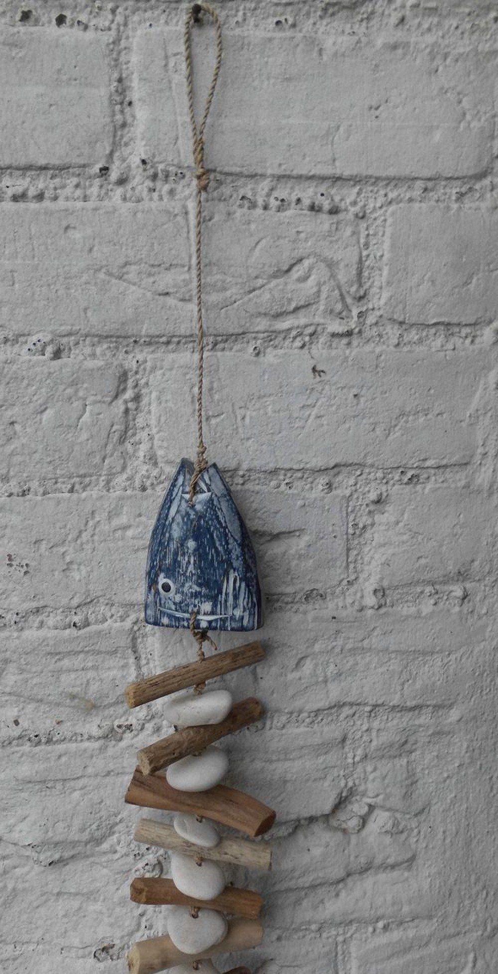 Deko-Impression Dekohänger Fishbone Dekohänger Fisch Holz Natur Treibholz Steine 50 cm (1 St)