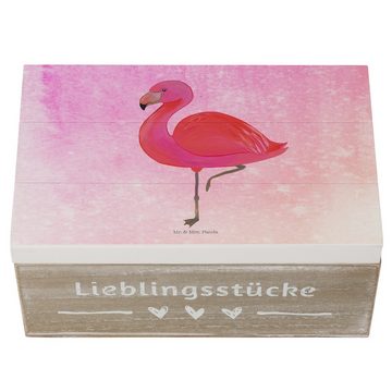 Mr. & Mrs. Panda Dekokiste Flamingo classic - Aquarell Pink - Geschenk, Holzkiste, Schatzkiste, (1 St)
