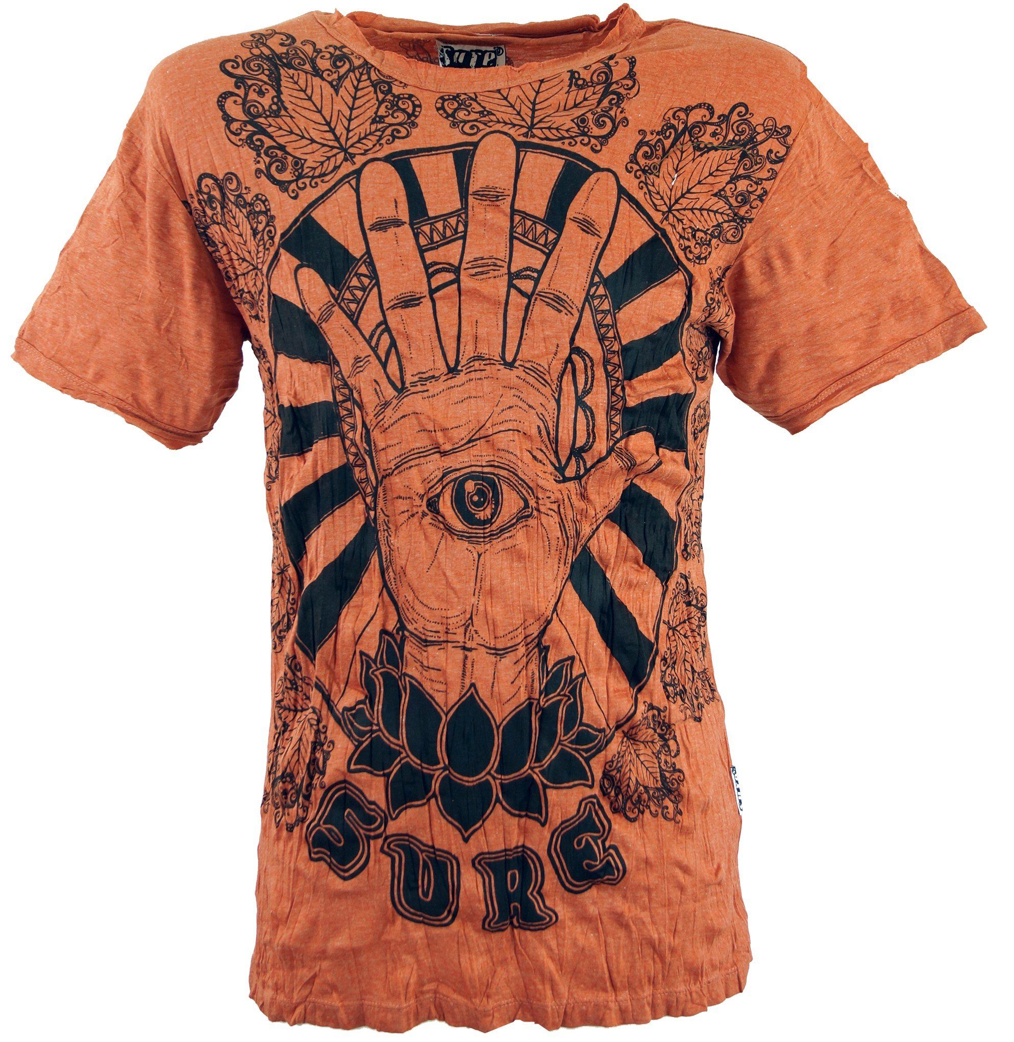 Guru-Shop T-Shirt Sure T-Shirt Magic Eye - rostorange Goa Style, Festival, alternative Bekleidung