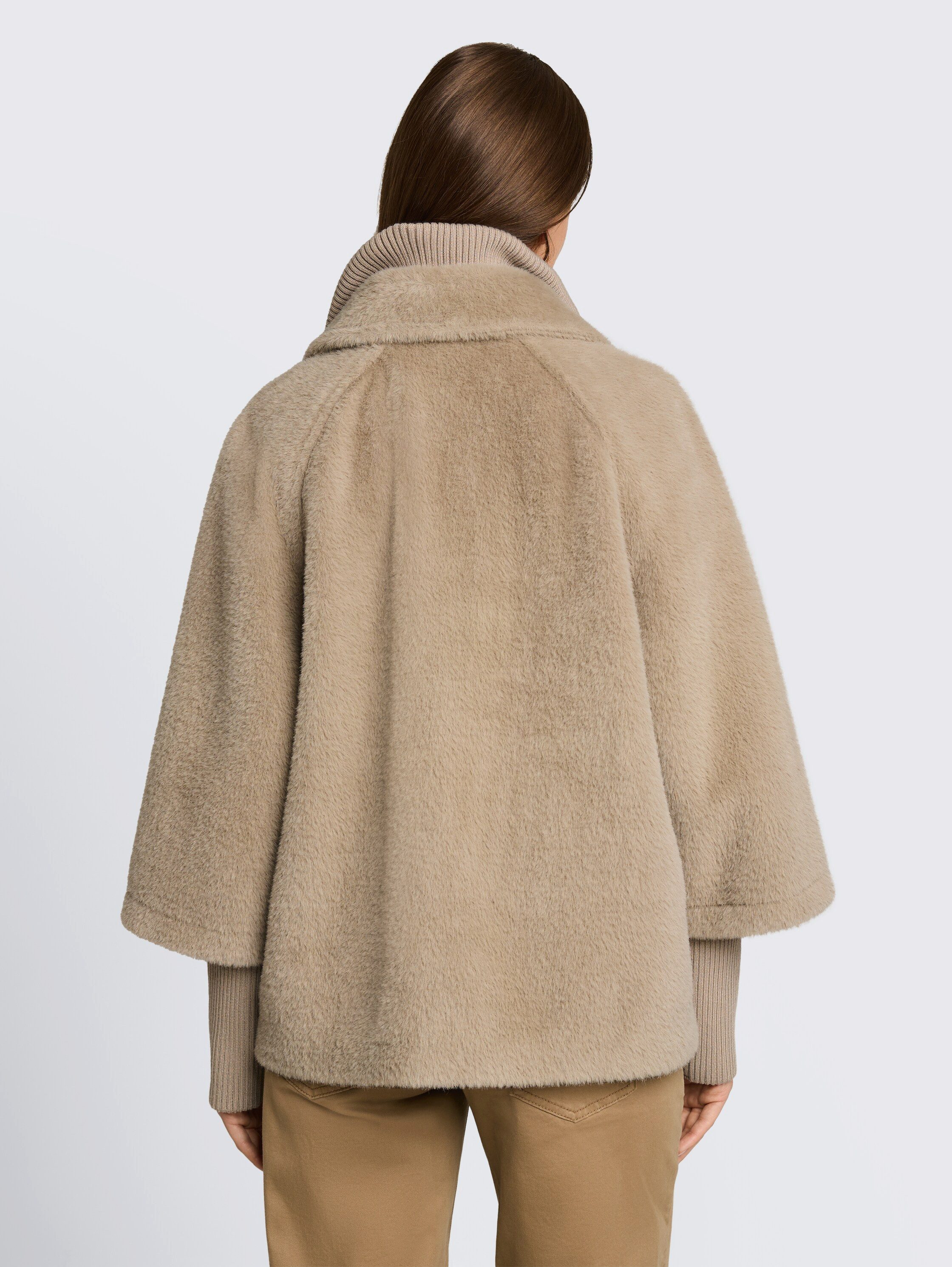TOM TAILOR Fellimitatjacke Regular mit Reverskragen und Stehkragen-Inlay und Knopfleiste