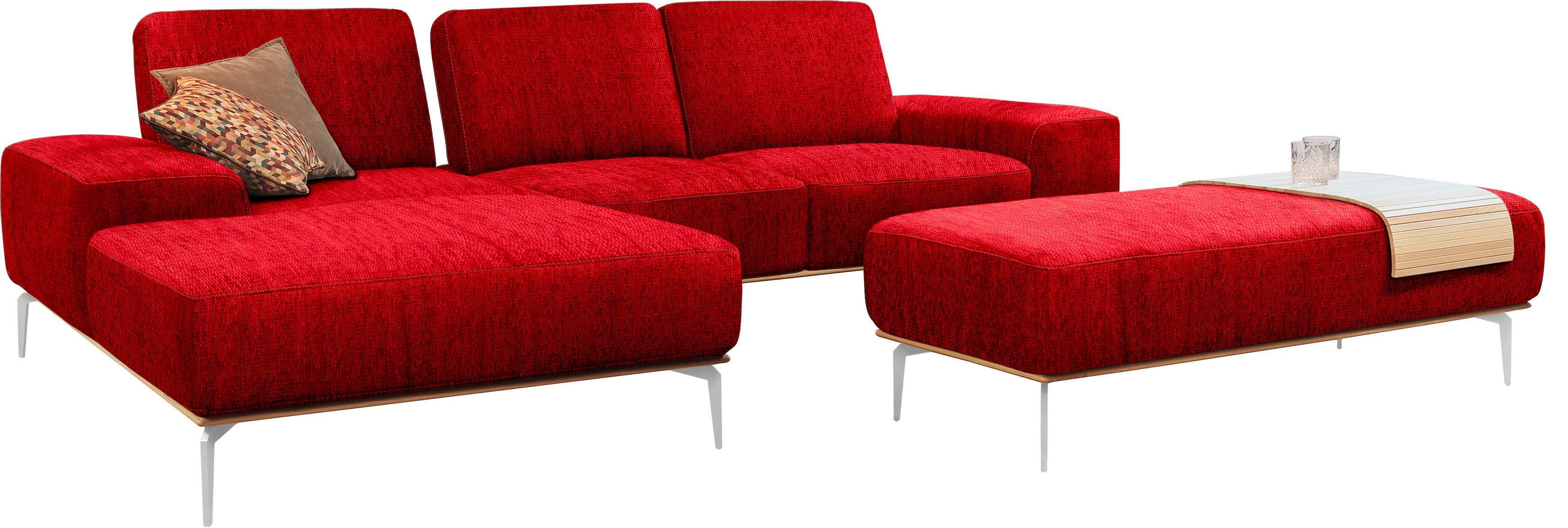 W.SCHILLIG Ecksofa run, mit elegantem Holzsockel, Füße in Chrom glänzend, Breite 279 cm | Ecksofas