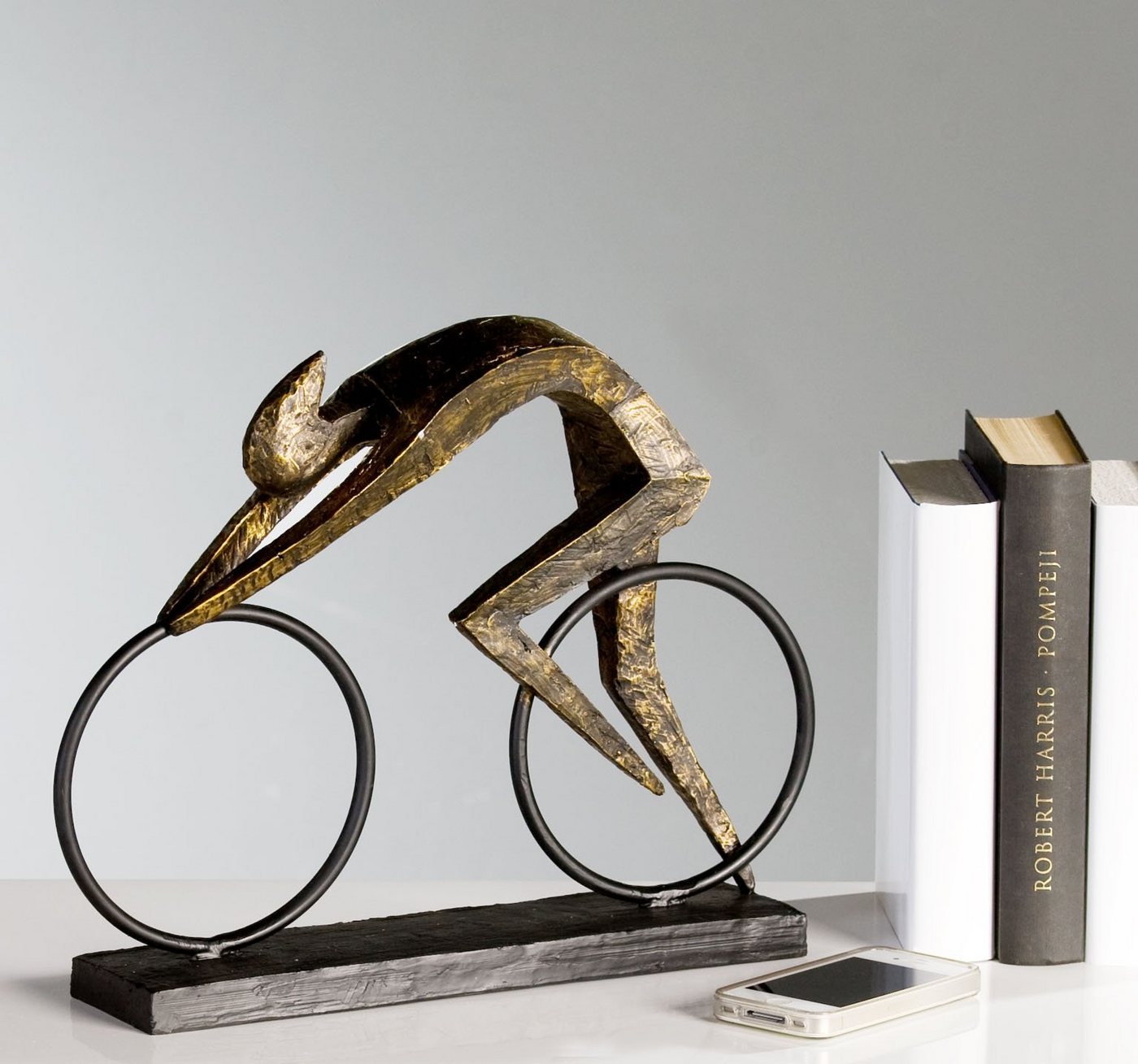 Casablanca by Gilde Dekofigur »Skulptur Racer« (1 Stück), Dekoobjekt, Höhe 29 cm, Fahrradfahrer, mit Spruchanhänger, Wohnzimmer-HomeTrends