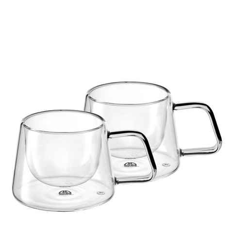 GRÄWE Glas GRÄWE Doppelwandige-Thermogläser mit Griff, 200ml, 2er Set, gerades, Glas