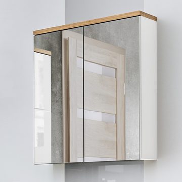 Lomadox Spiegelschrank SOLNA-56 60cm, weiß mit Wotaneiche, B x H x T ca. 60 x 70 x 20cm