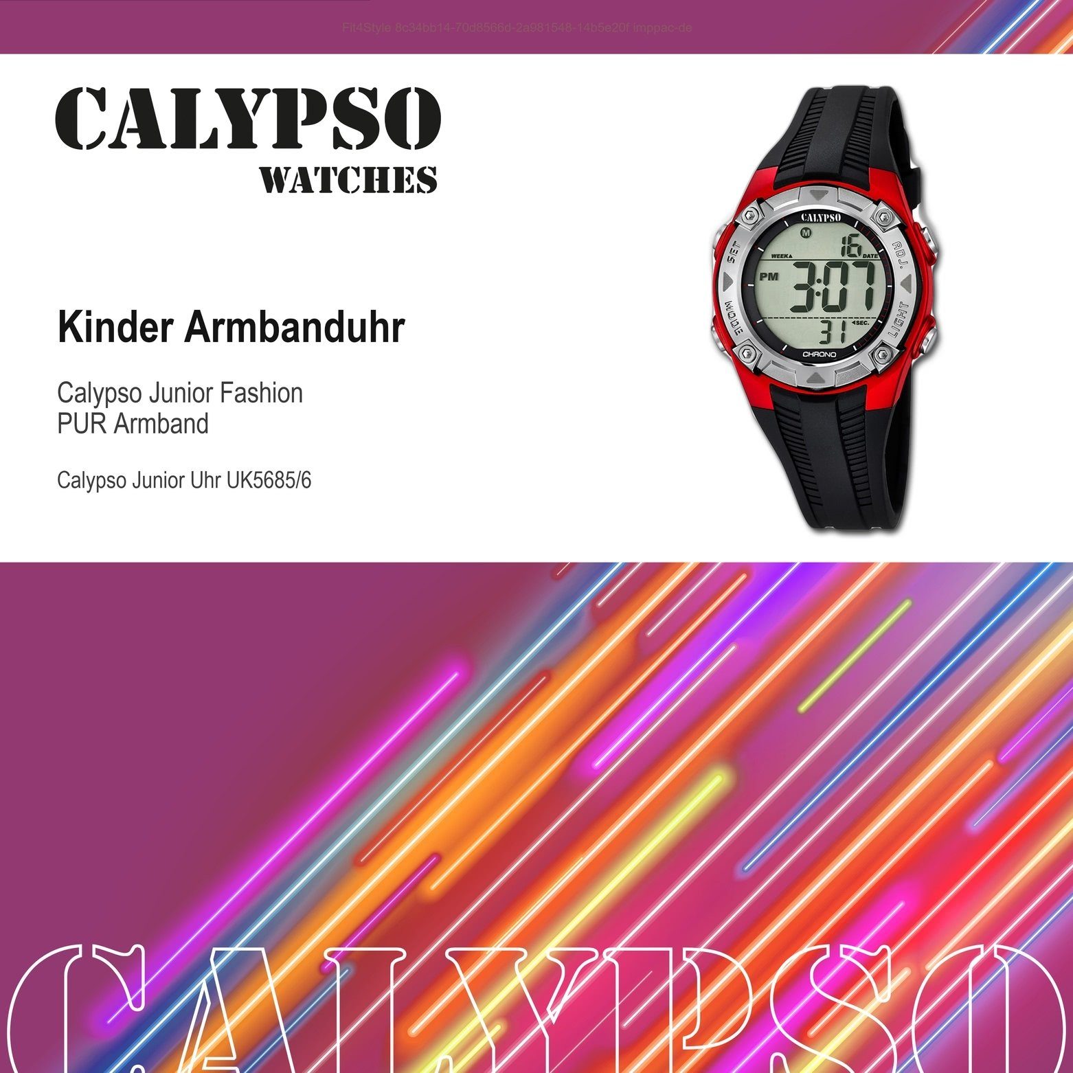 CALYPSO WATCHES rund, Digitaluhr Kinder PURarmband Fashion Uhr Kunststoffband, schwarz, K5685/6 Armbanduhr Calypso Kinder