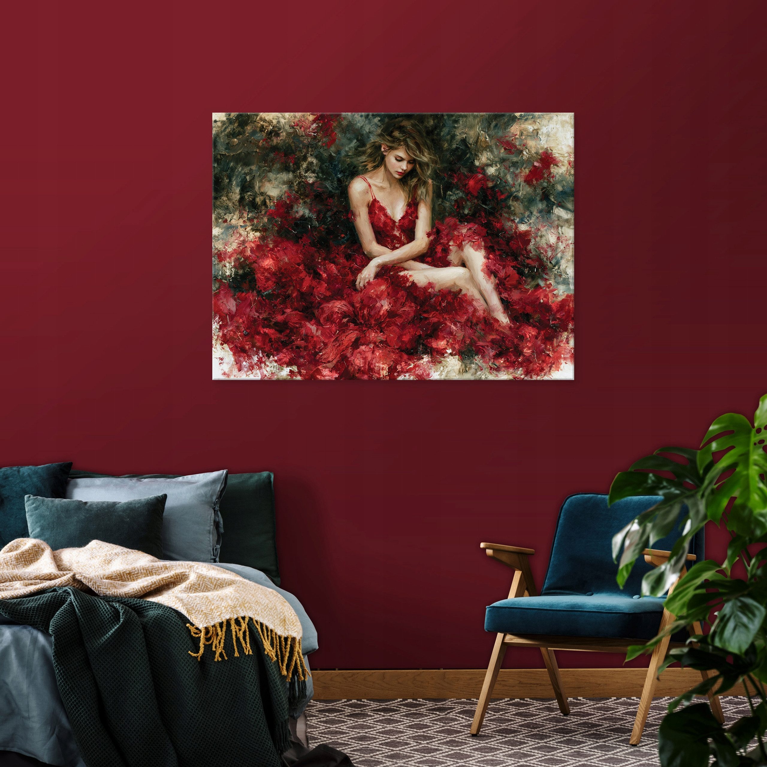 Wallarena Leinwandbild Frau modern farbintensiv Badezimmer 60x40 cm, Frau, 40 x 30 cm