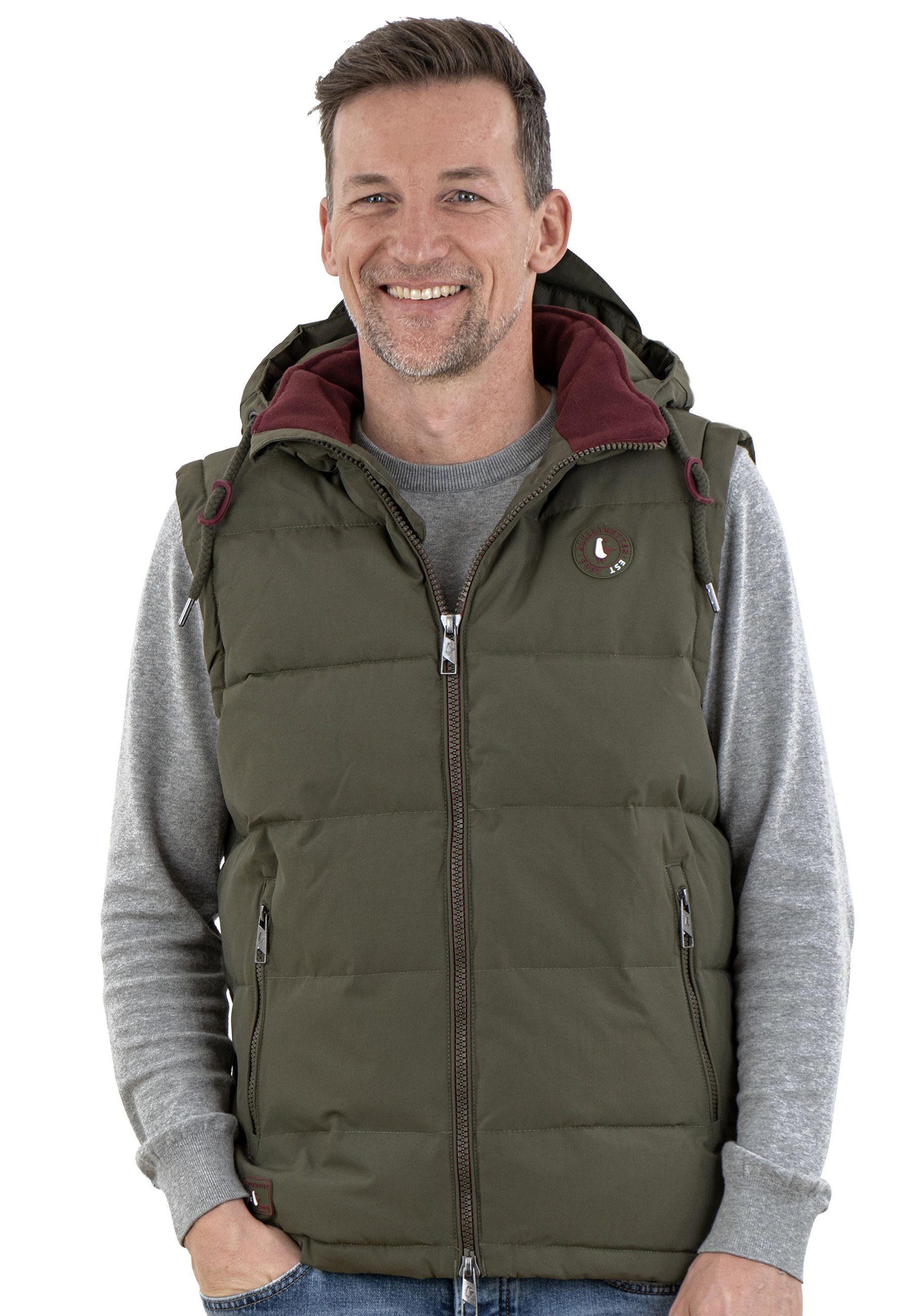 Herren Weste Outdoor SCHIETWETTER Steppweste Für Herren - Winddicht, Wasserabweisend & Mit Kapuze Steppweste Herren