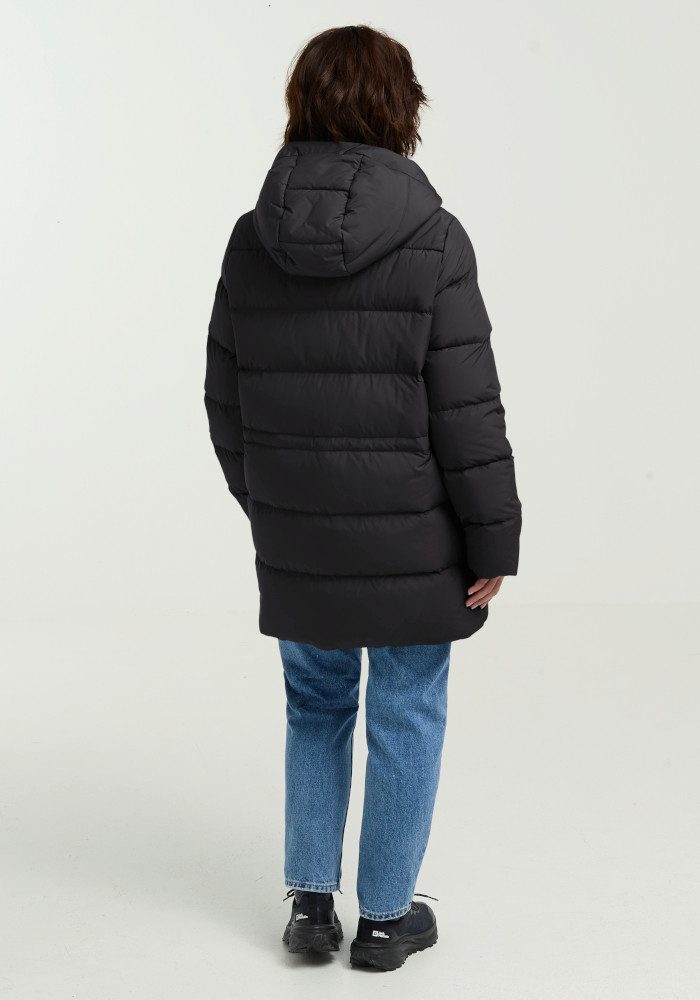 Jack Wolfskin Daunenmantel FROZEN PALACE LONG JKT W RDS mit Kapuze, wärmeisolierende Daunenfüllung, winddicht