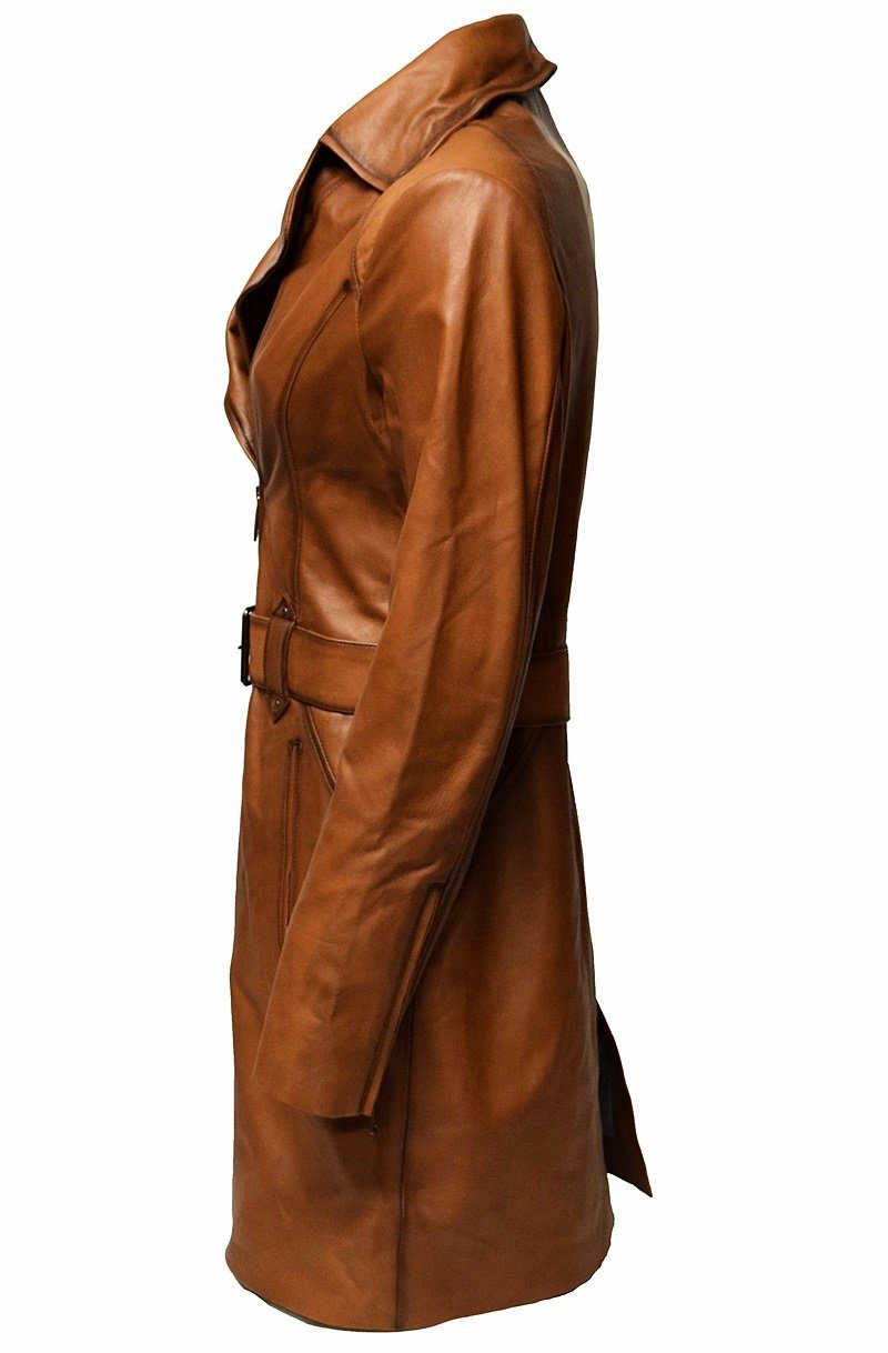 Ledermantel Una Reverskragen günstig online kaufen