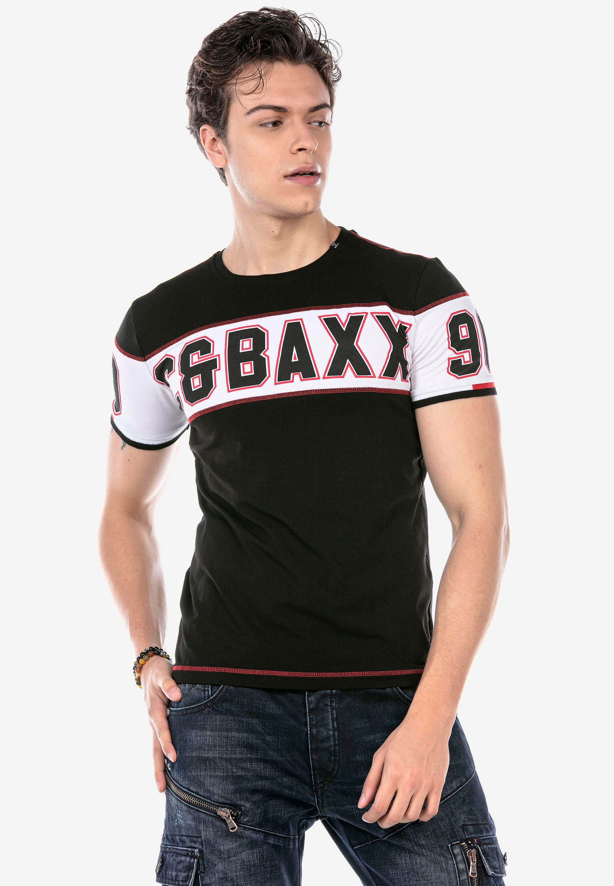 & mit Baxx schwarz T-Shirt Print auffälligem Cipo