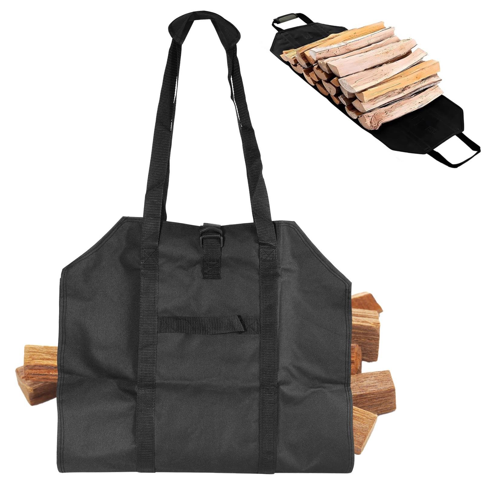 BlingBin Kaminholzkorb Kaminholztasche Offen, Tragbarer Brennholztasche mit Griffen (Aufbewahrung für Holzscheite, 1 St., Produktmaße: 100 × 50 cm, Material: Oxford-Stoff), Feuerholz-Aufbewahrungstasche für Indoor-Kamin & Outdoor-Camping