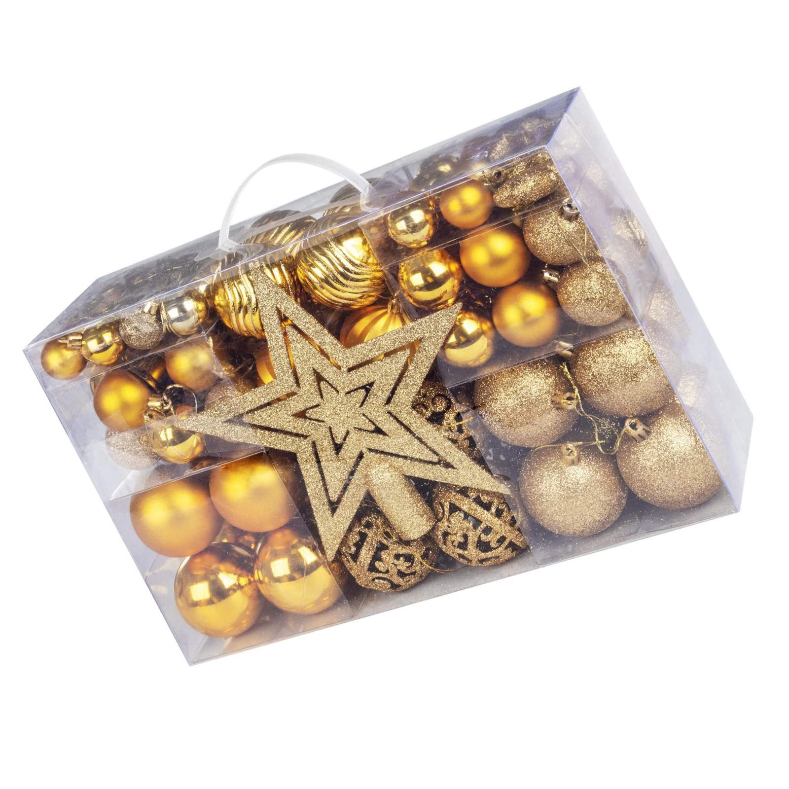 Bundviel Weihnachtsbaumkugel 101 teilig Weihnachtskugeln Baumspitze Christbaumkugel bis Ø 6 cm