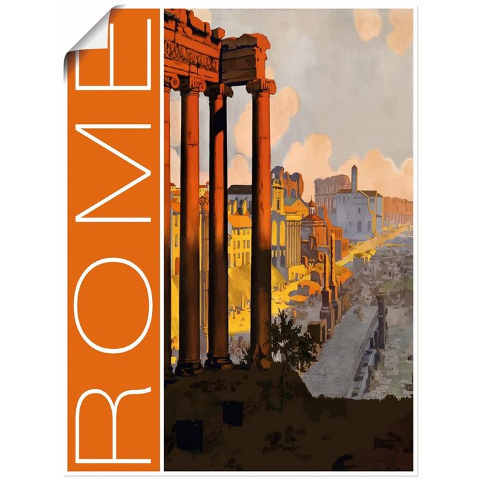 Artland Wandbild Rom Vintage Reiseplakat Italien (1 St) als Alubild Leinwandbild Wandaufkleber oder Poster in versch. Größen