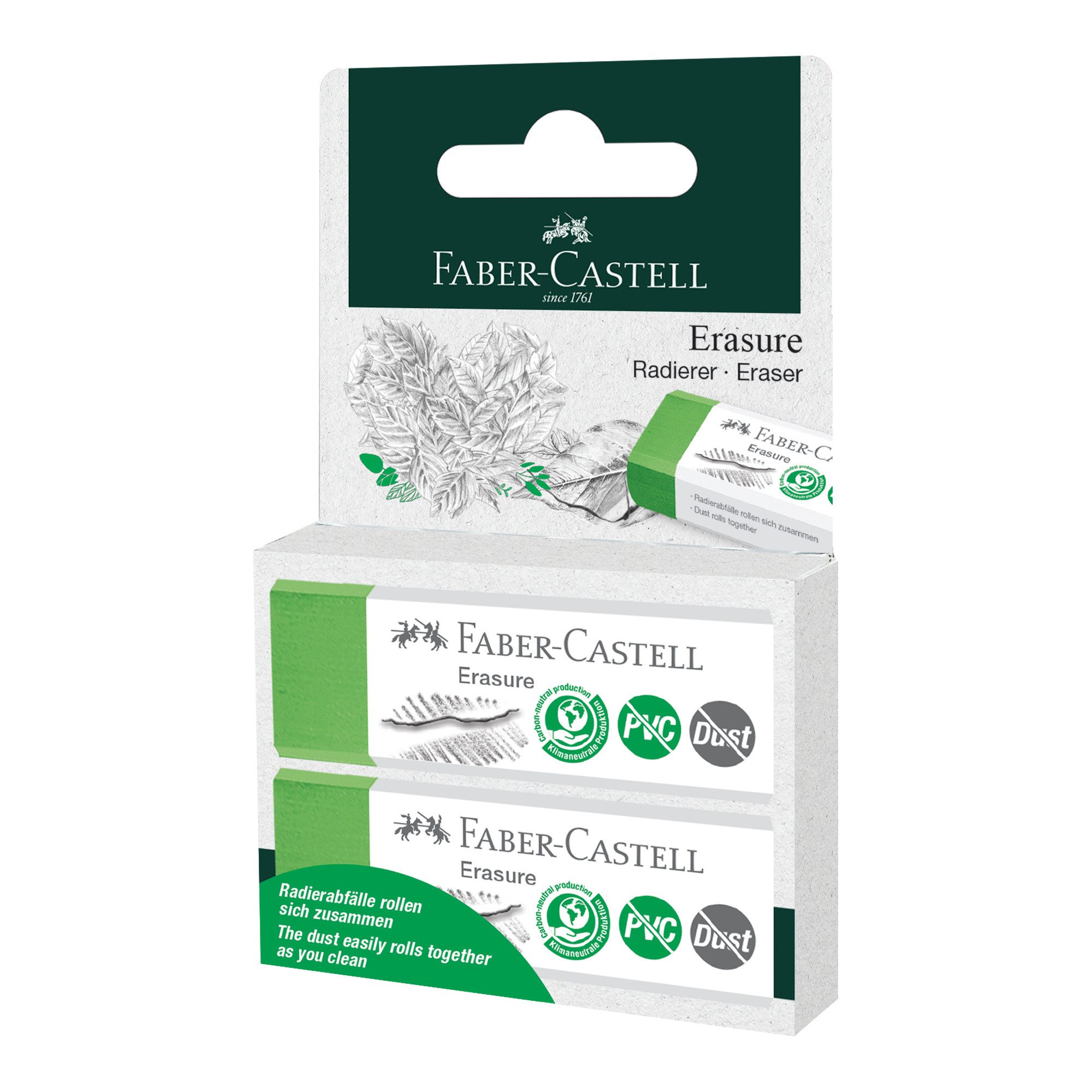 Faber-Castell Radiergummi Faber Castell Radierer Dust-free 63x22x11 mm grün 2er BK