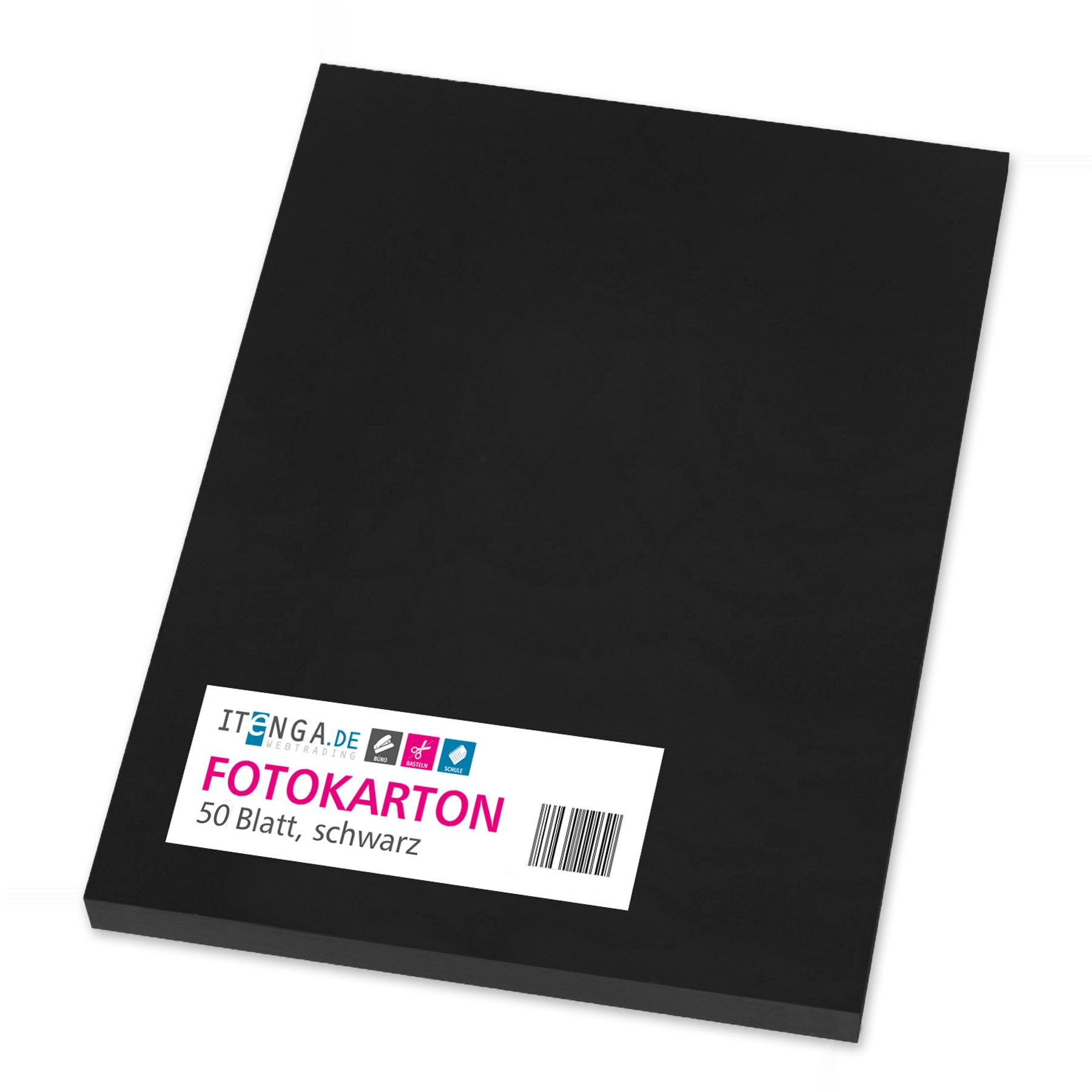 itenga Bastelkartonpapier itenga Fotokarton A4 SCHWARZ 50 Blatt 300 g/qm