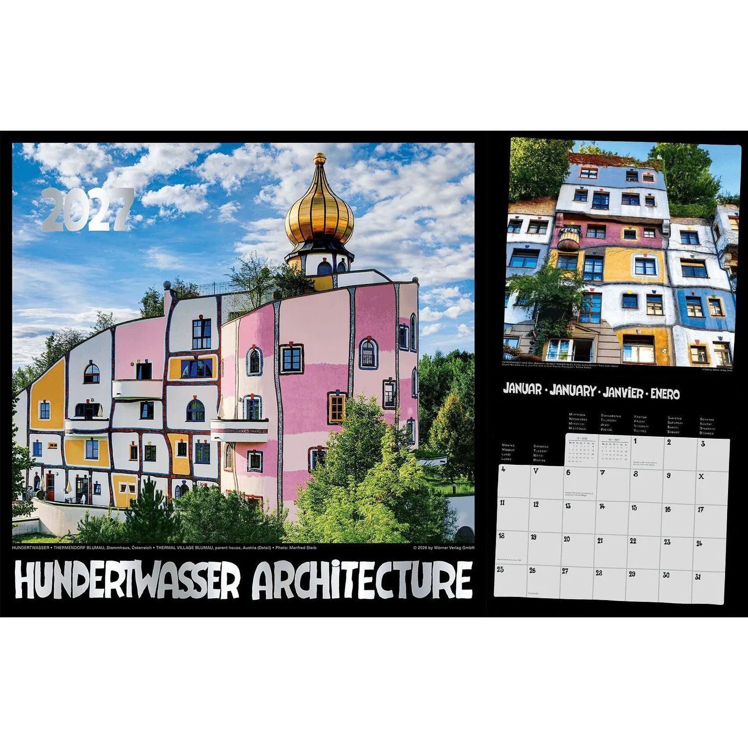 Wörner Wandkalender Hundertwasser Broschürenkalender Architektur 2027