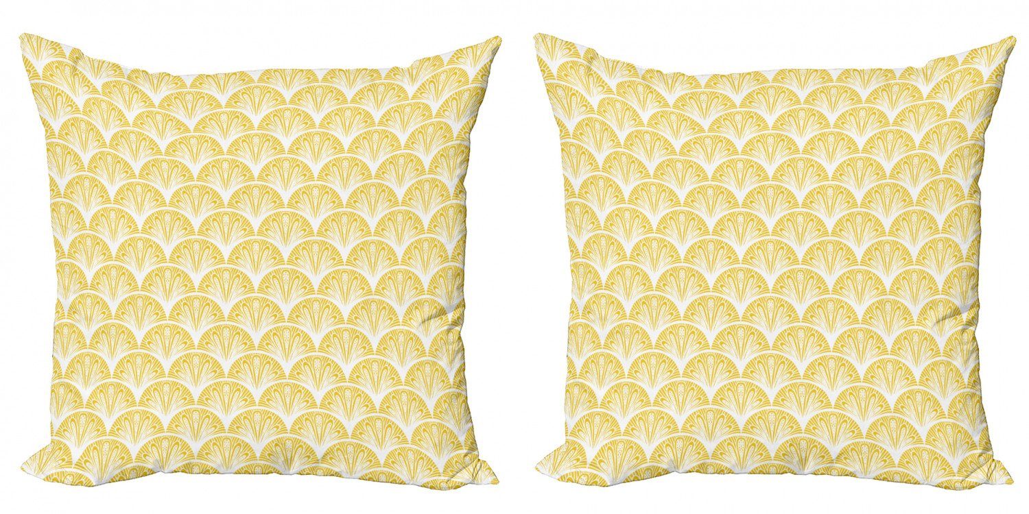 Kissenbezüge Modern Accent Doppelseitiger Digitaldruck, Abakuhaus (2 Stück), Gelb und Weiß Blumenmotive