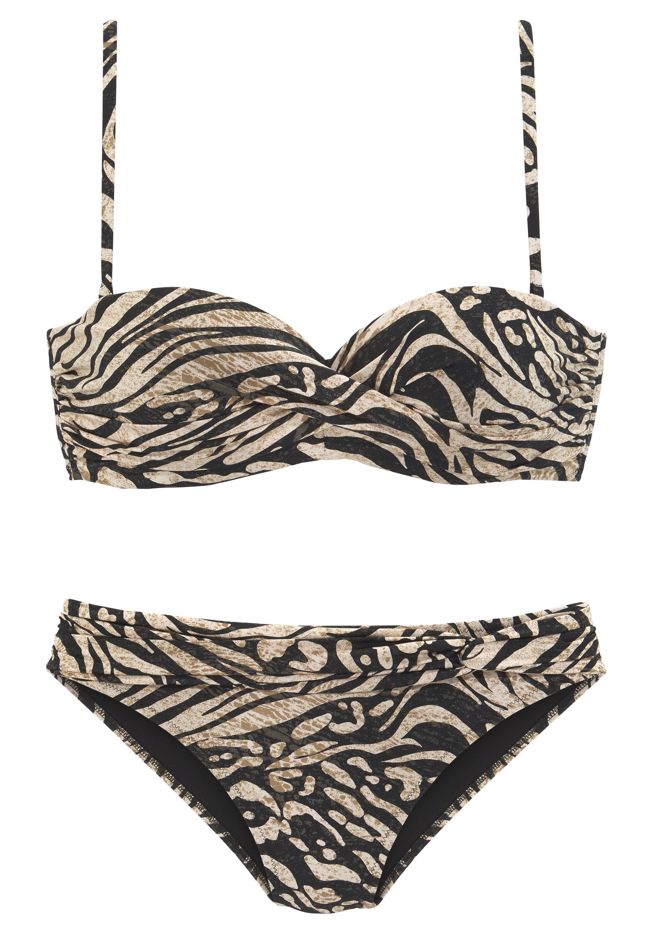 Bruno Banani Bügel-Bandeau-Bikini in trendigem Animalprint günstig online kaufen