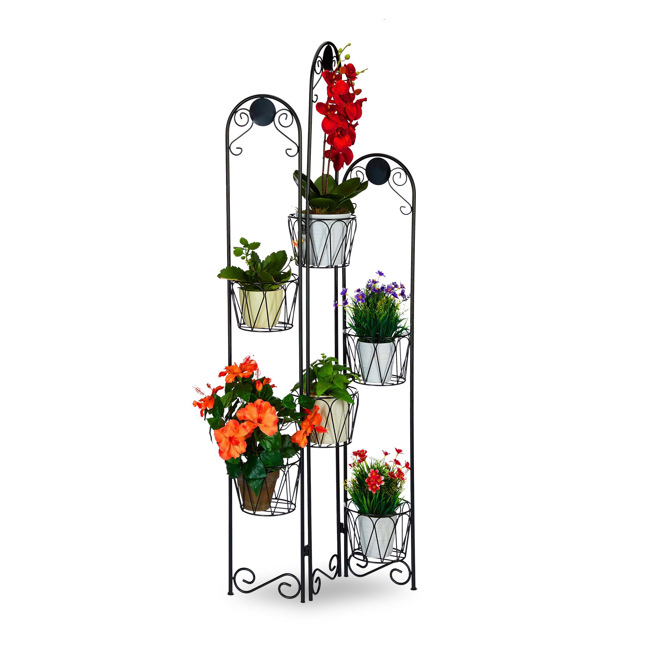 relaxdays Pflanzentreppe Blumenständer Metall Paravent günstig online kaufen