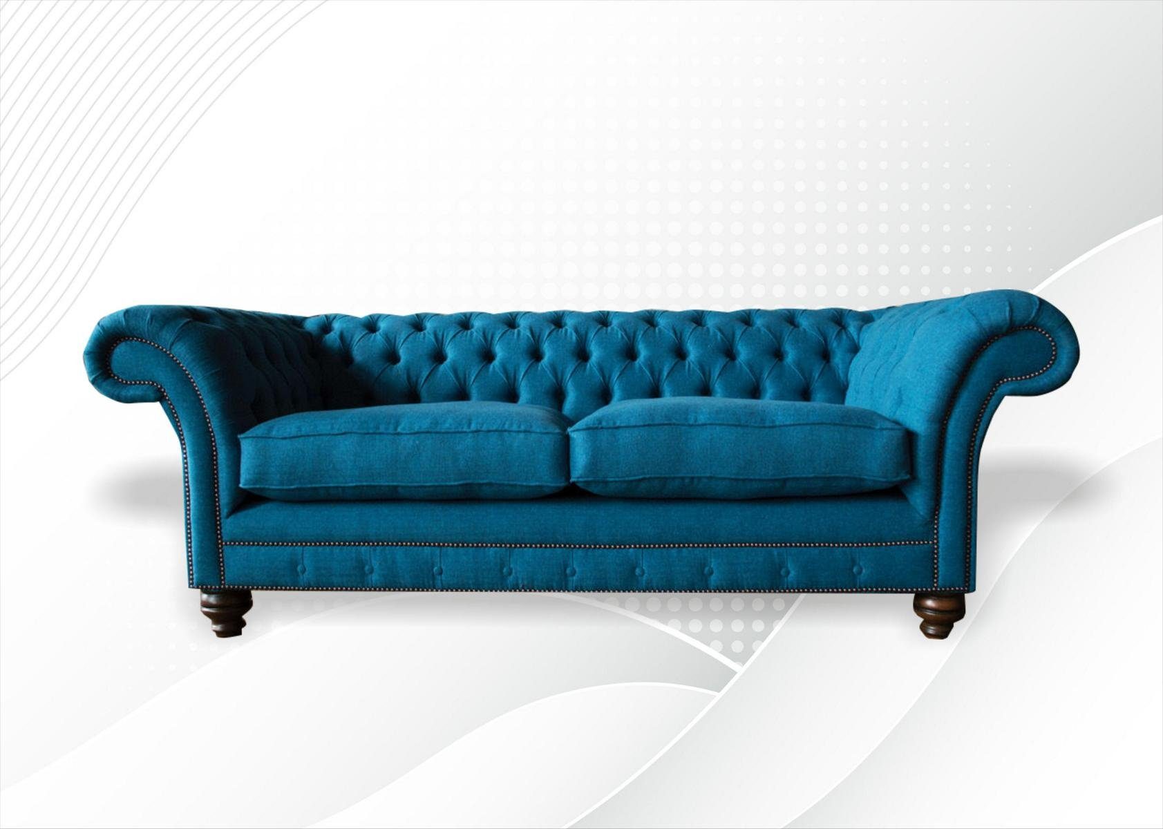 Sofas Sofa Samt Couchen Garnitur 3 JVmoebel Chesterfield-Sofa, Turkis Polster Couch Sitz Sitz