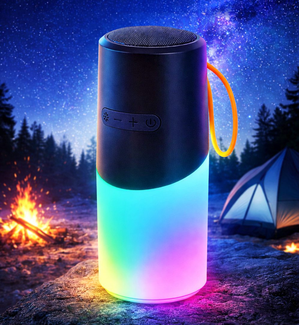Reflexion BTX705 Camping Lampe, Nachtlicht, Outdoor Bluetooth-Lautsprecher (Bluetooth, 40 W, Ultra kompakt, IPX5 Spritzwassergeschützt, LED-Effekte, MicroSD Slot)