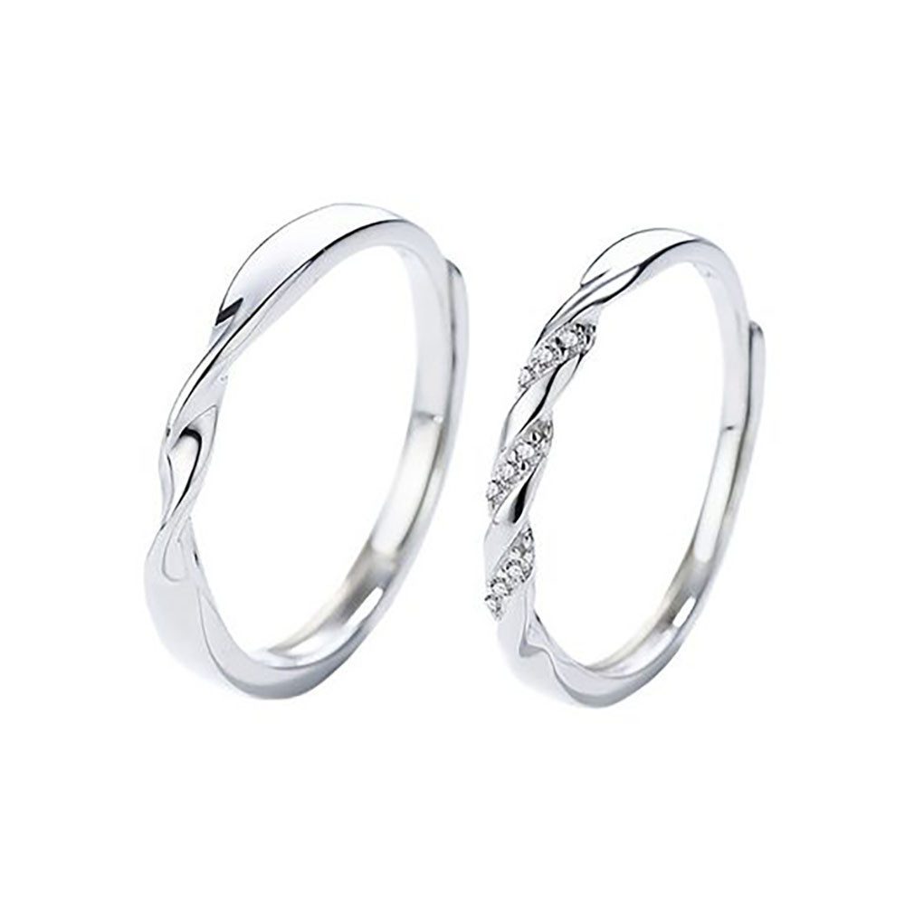 Fivejoy Trauring 925 Silber Ring Verstellbarer Cubic Zirkonia Eheringe, (Verlobungsring Trauringe Fingerring, 2-tlg), Schmuck Geschenk