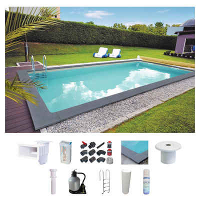 KWAD Rechteckpool Randstein (Set), RE-Becken BMD 600x300, 800x400 oder 700x350 cm, Höhe 150 cm