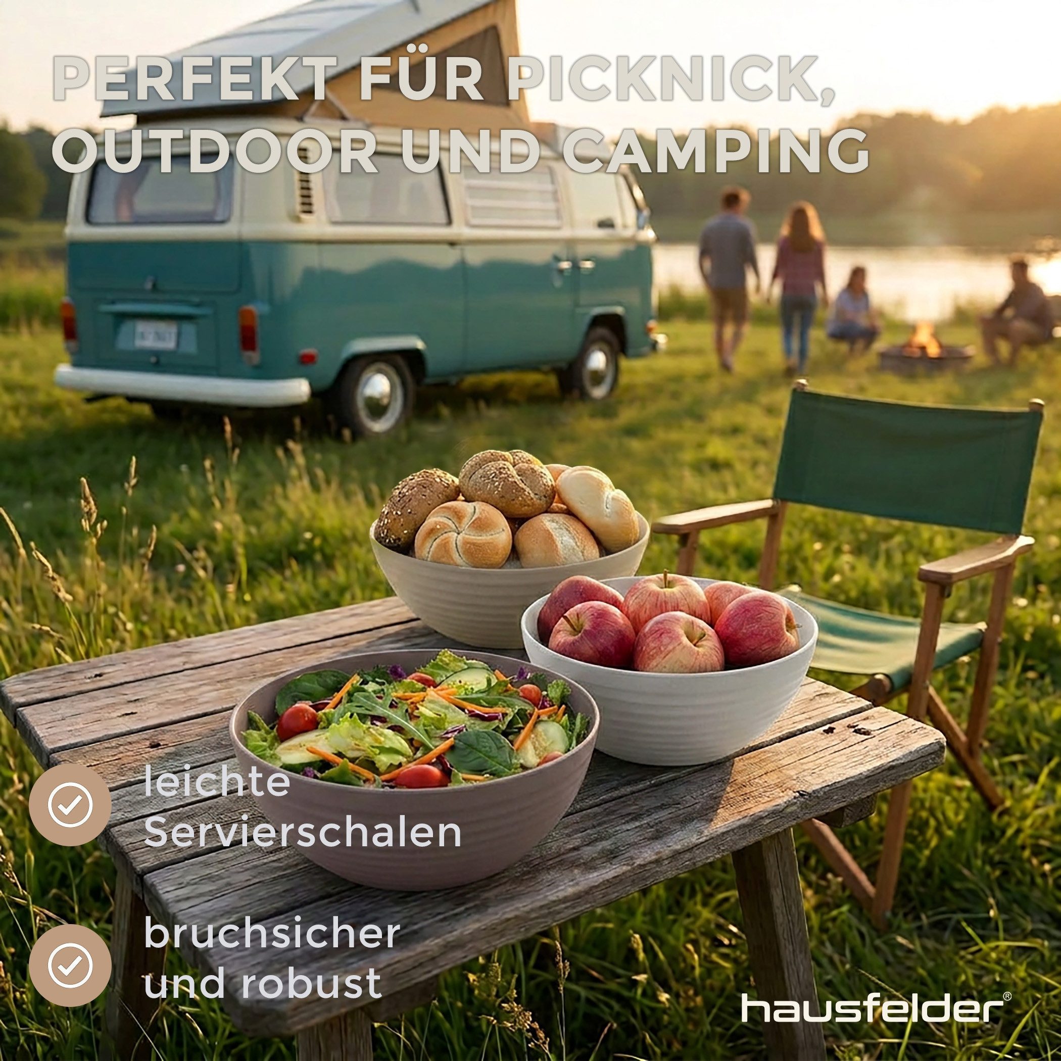 Hausfelder Servierschüssel Schüssel Set 6 x 3,3 Liter (Beige), Kunststoff, (6er Set, 6-tlg), spülmaschinengeeignet, BPA-frei, bruchfest, Wellen-Design – Bild 5 von 5