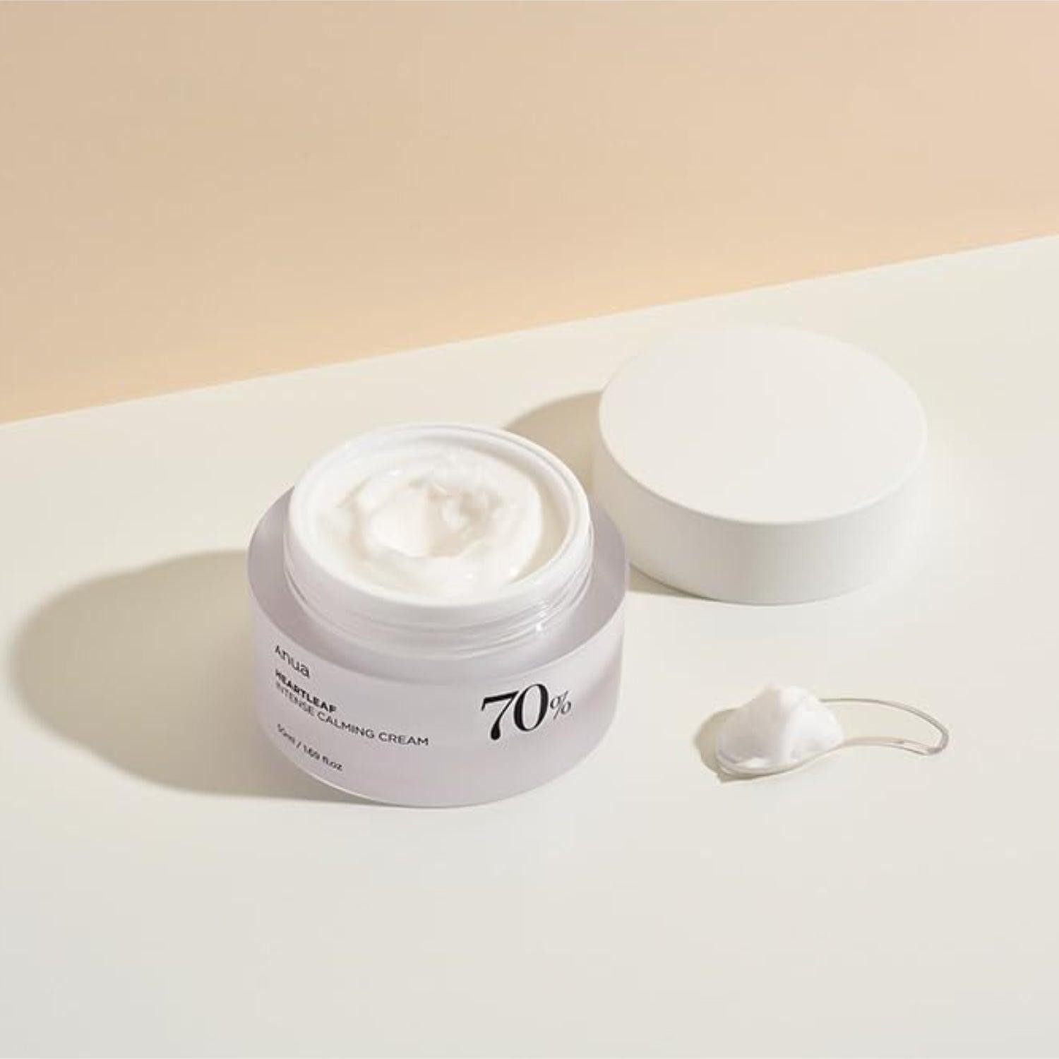 Anua Tagescreme Heartleaf 70% Intense Calming Cream - Beruhigende Pflege für empfindliche Haut, 70% Heartleaf-Extrakt, Anti-Aging-Wirkung, Hautberuhigend