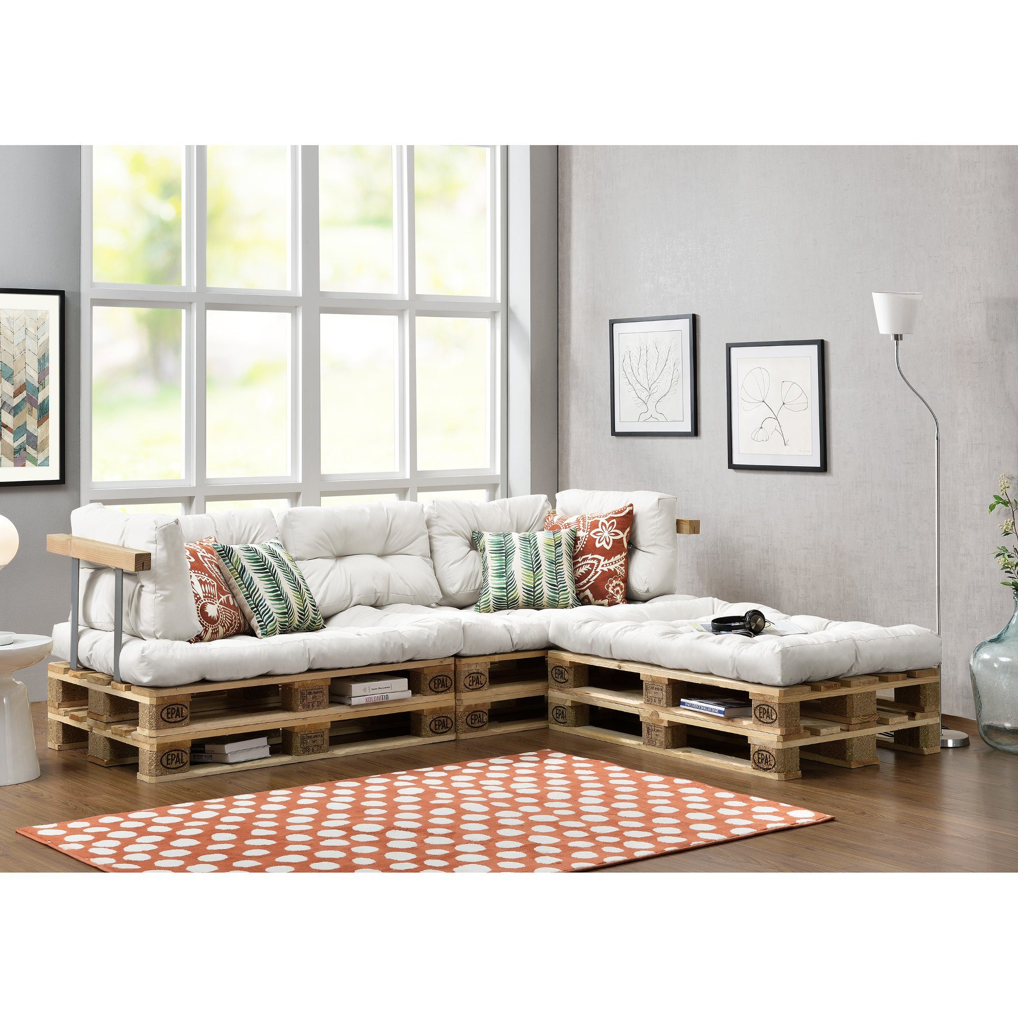 en.casa Palettenkissen, »Tasartico« Palettensofa 3Sitzer Palettenmöbel