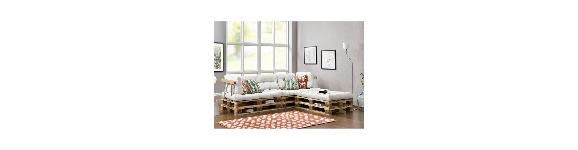 en.casa Palettenkissen, »Tasartico« Palettensofa 3Sitzer Palettenmöbel