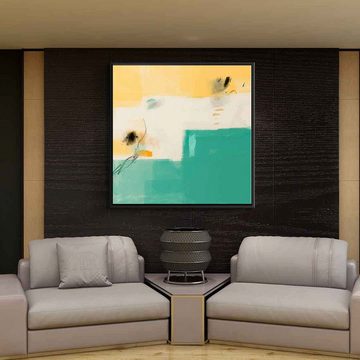 DOTCOMCANVAS® Leinwandbild Spring, Leinwandbild gelb beige grün moderne abstrakte Kunst Druck Wandbild