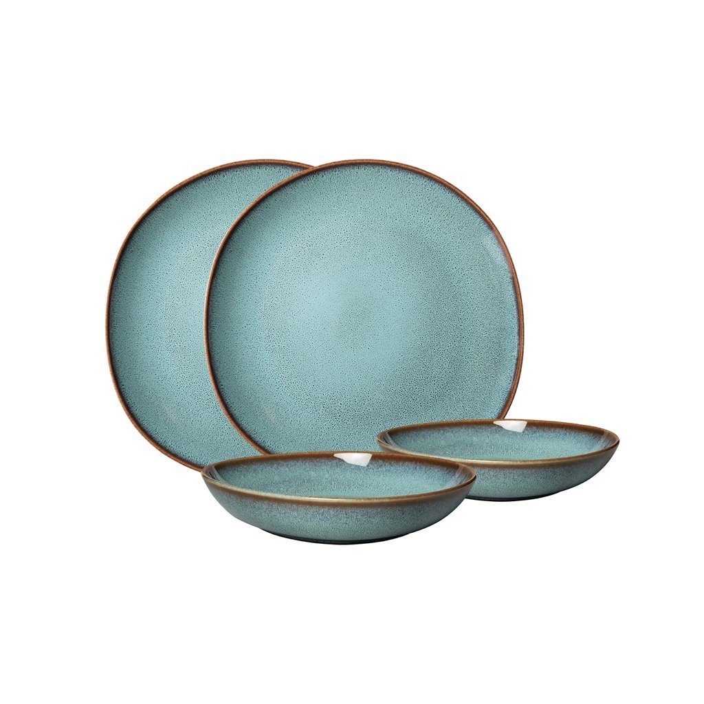 like. by Villeroy & Boch Servier-Set Lave glacé Tafelset 4tlg.EC, Steingut, (Set, 4-tlg), Steingut, 4 Stck, mikrow.- & spülm.sicher